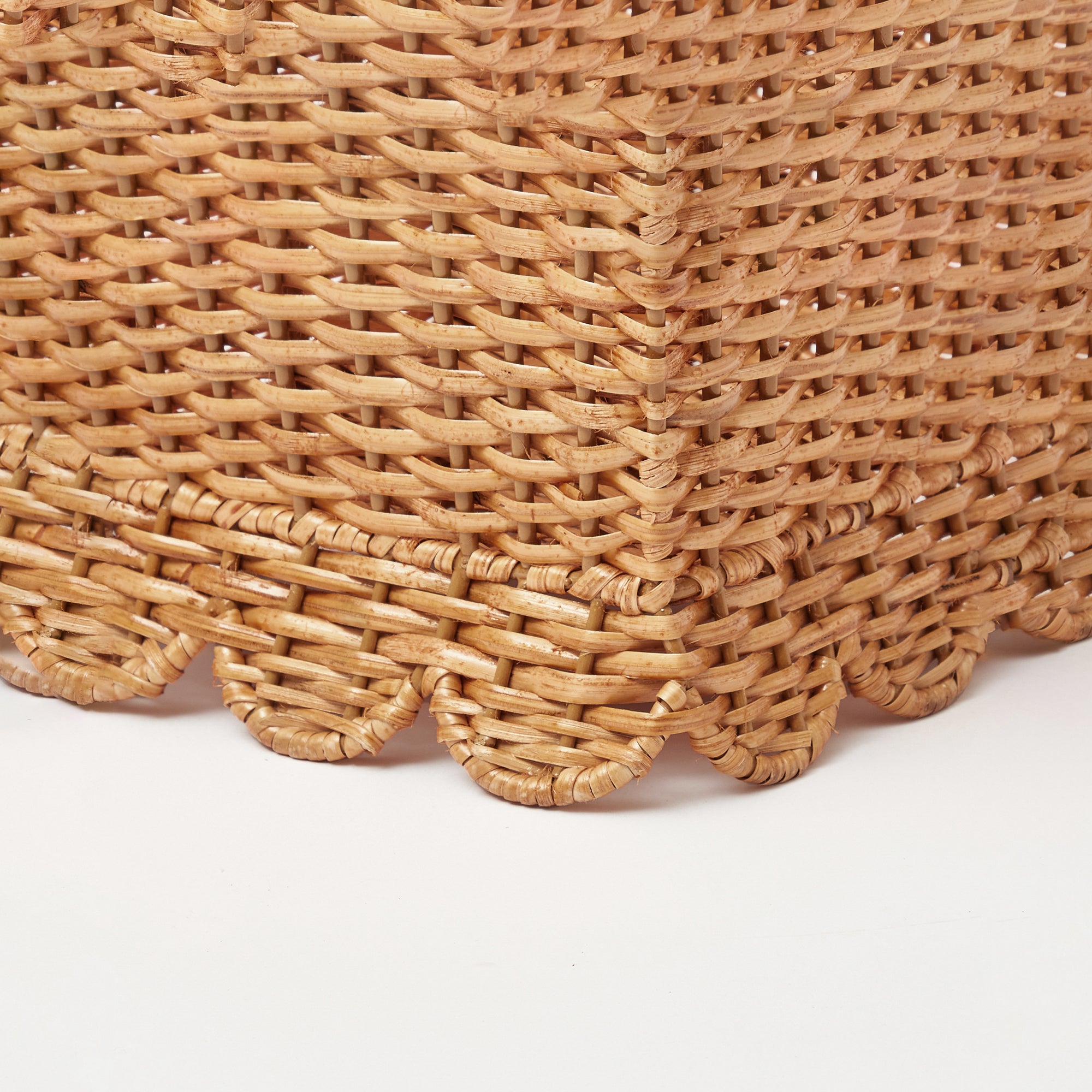 Scalloped Rattan Waste Paper Bin