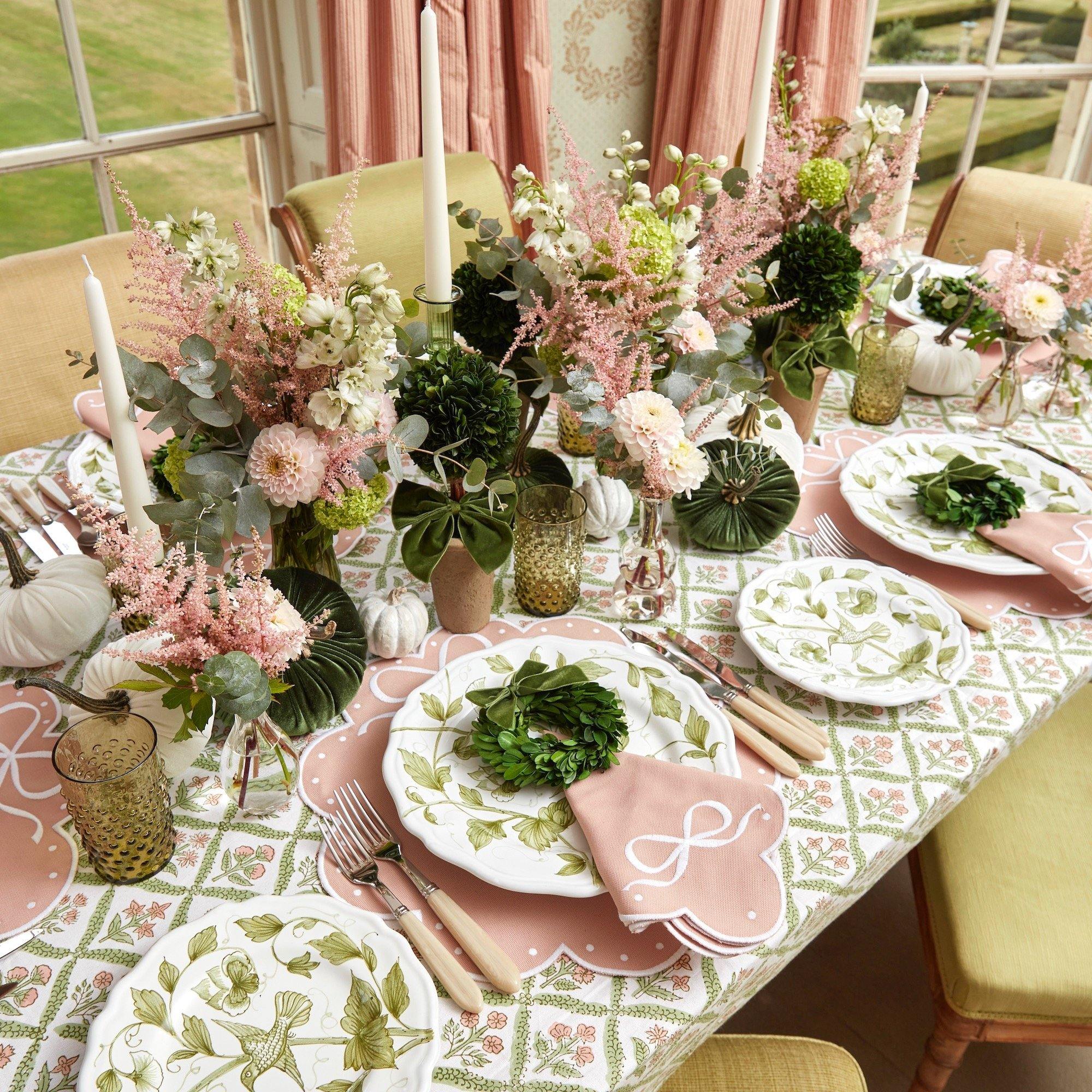 Moss Green & White Velvet Pumpkin Family