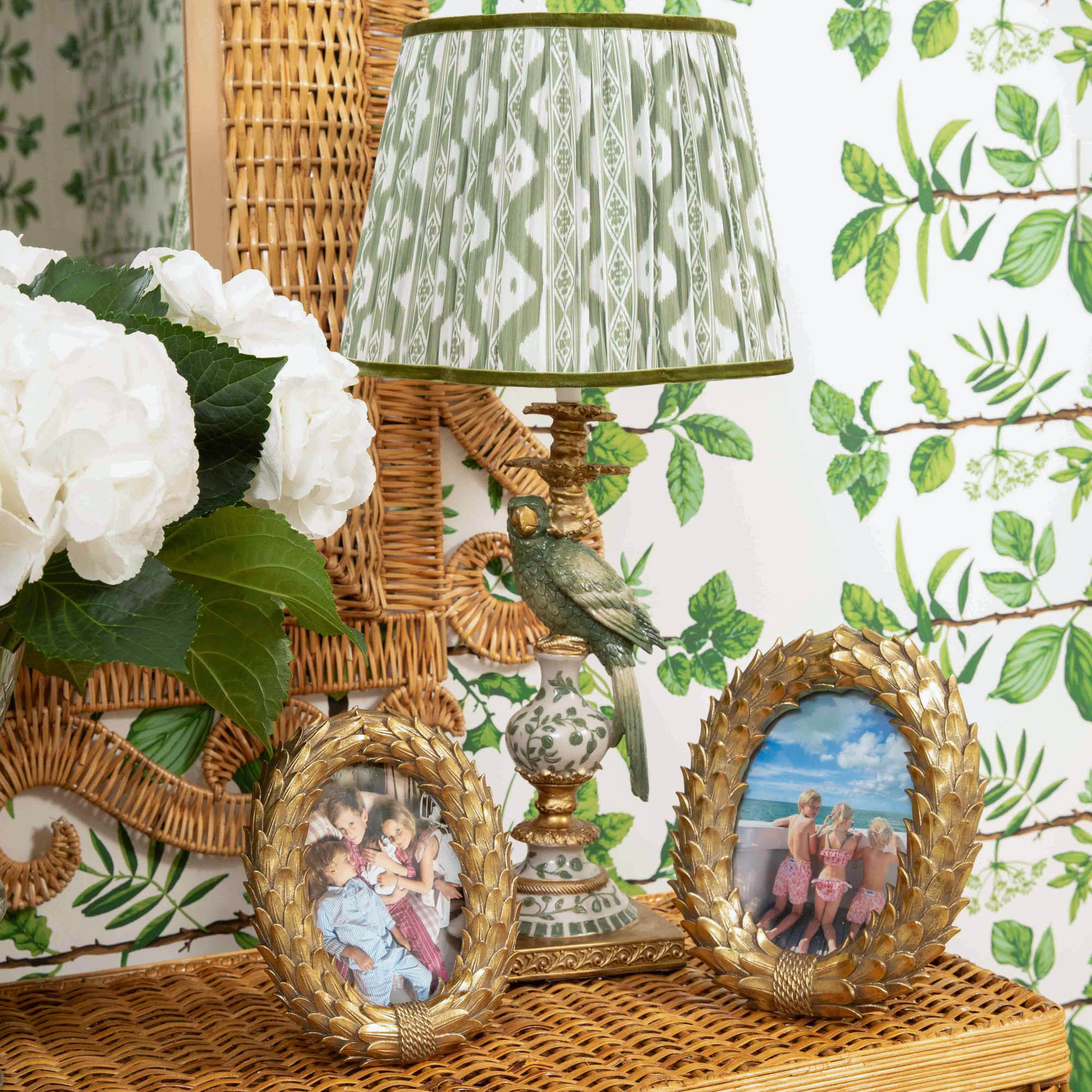 Olive Green Ikat Lampshade (30cm)