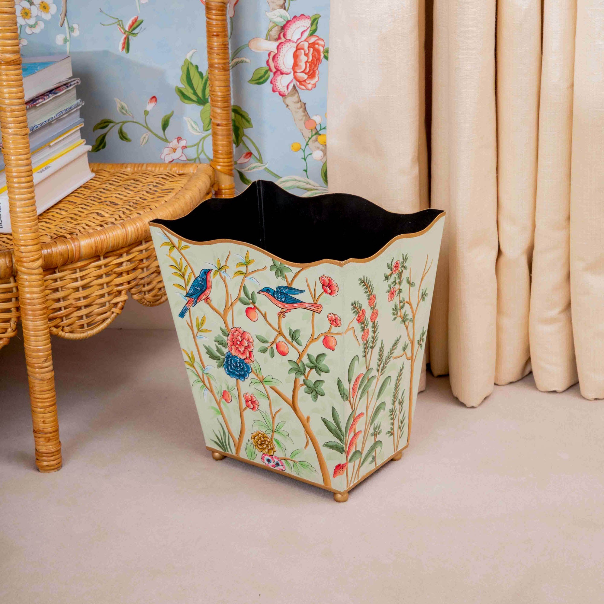Chinoiserie Tole Waste Paper Bin