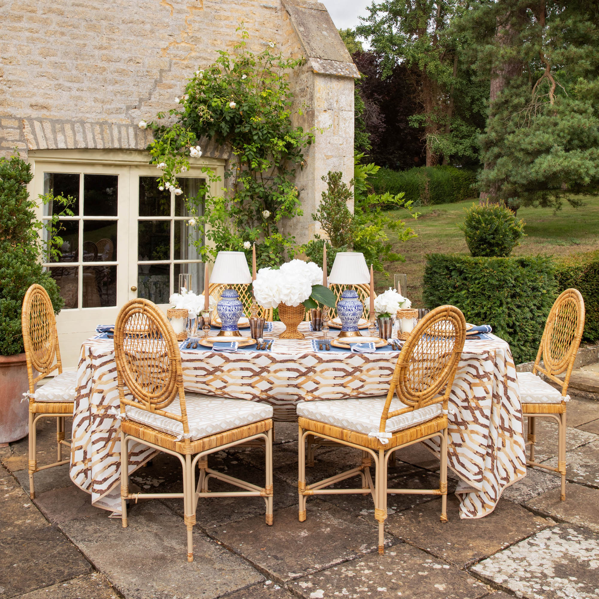 Small Helena Rattan Hurricane Lantern (Pair)