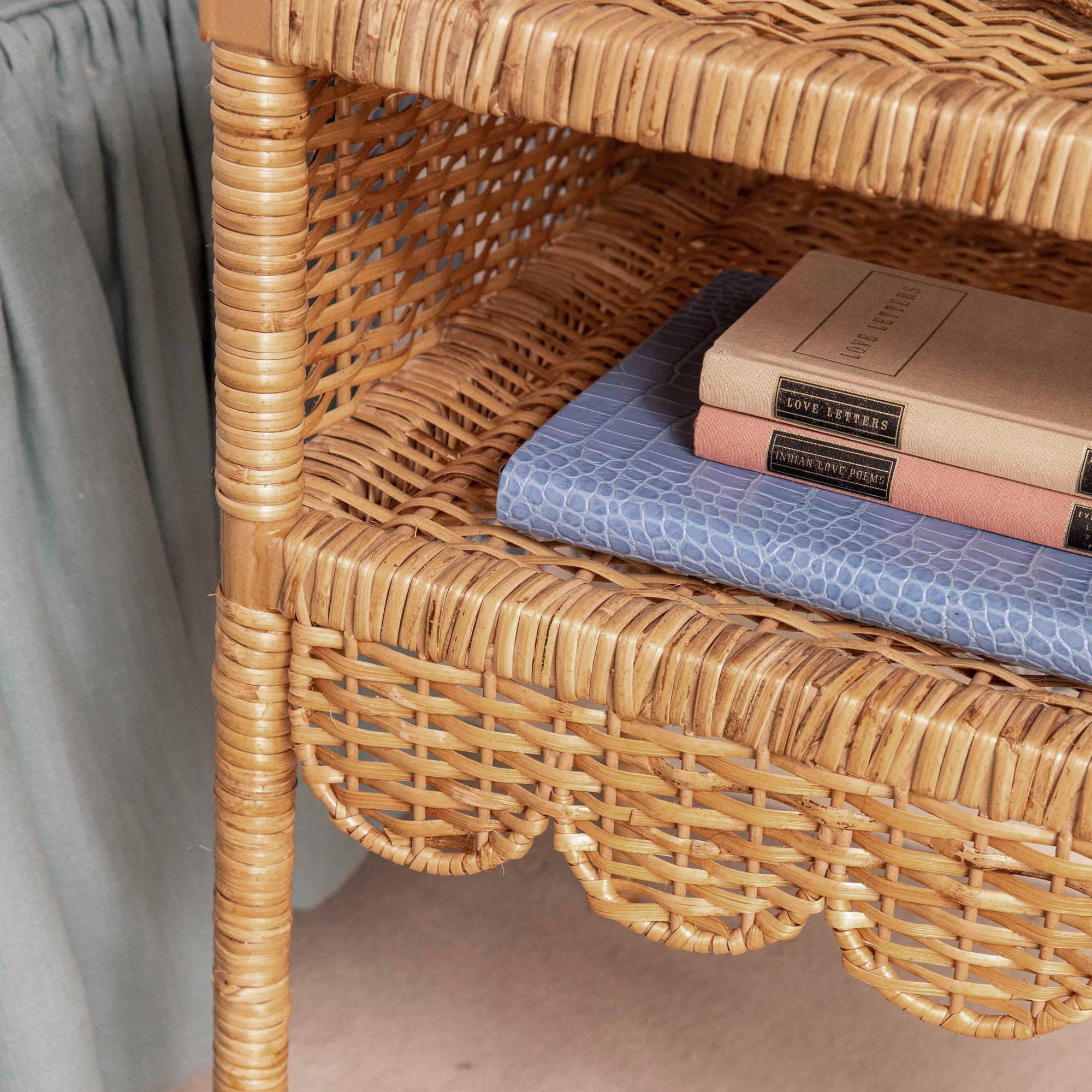 Lara Rattan Scalloped Bedside Table