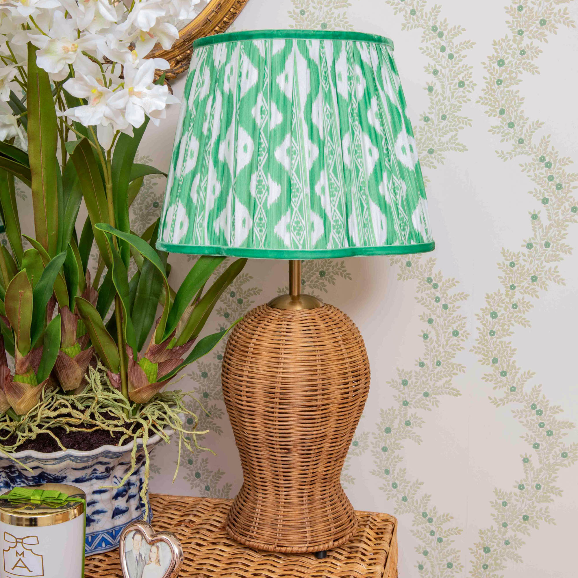 Green Ikat Lampshade (30cm)
