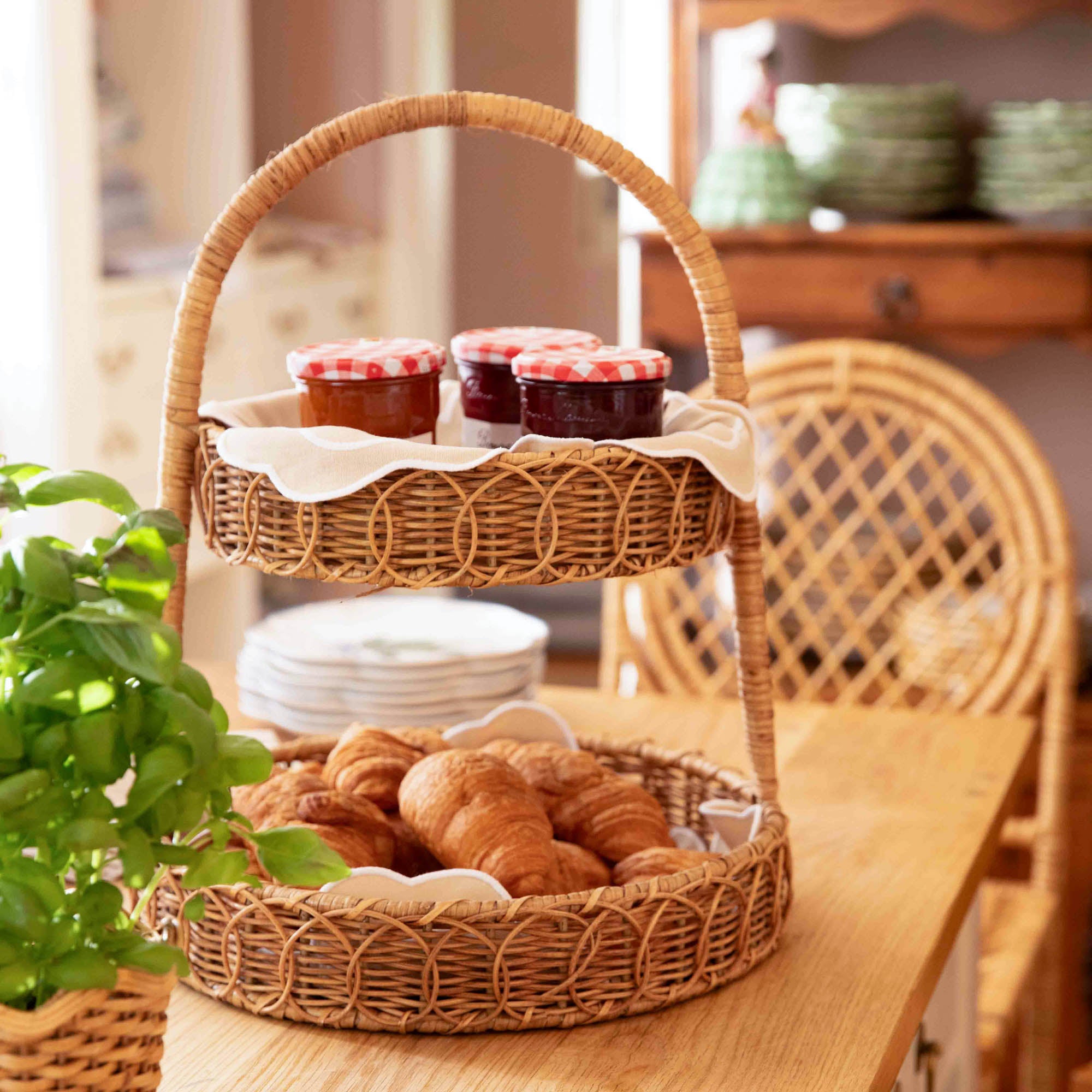 Rattan Two Tiered Stand