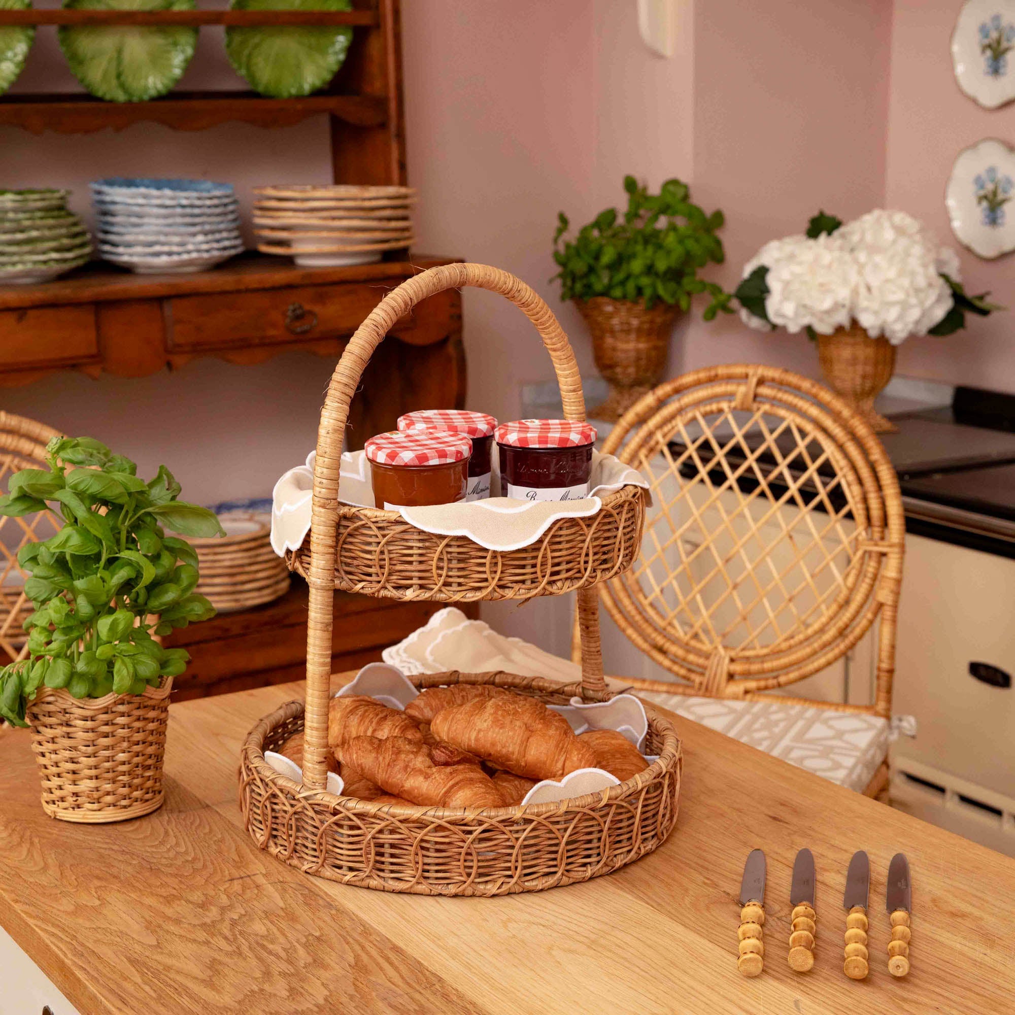 Rattan Two Tiered Stand