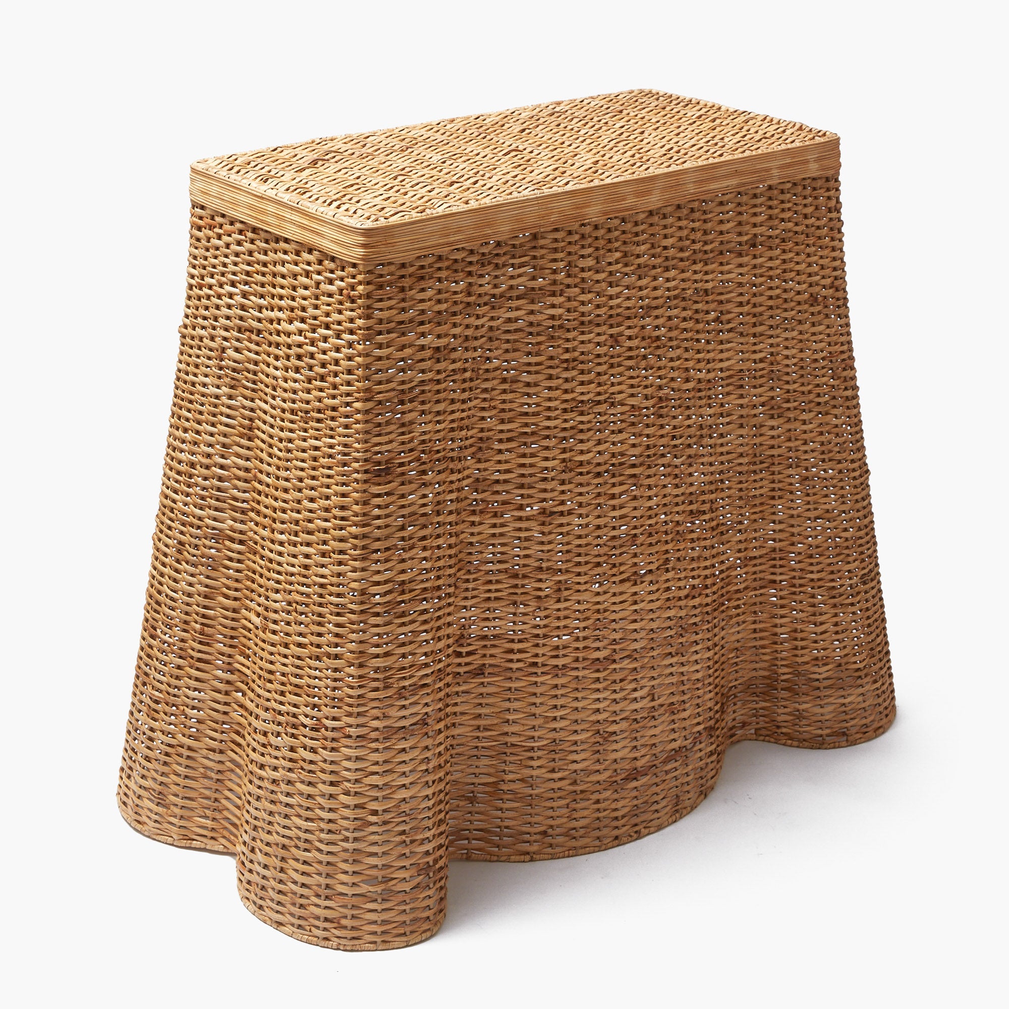 Small Vivienne Rattan Scalloped Console Table