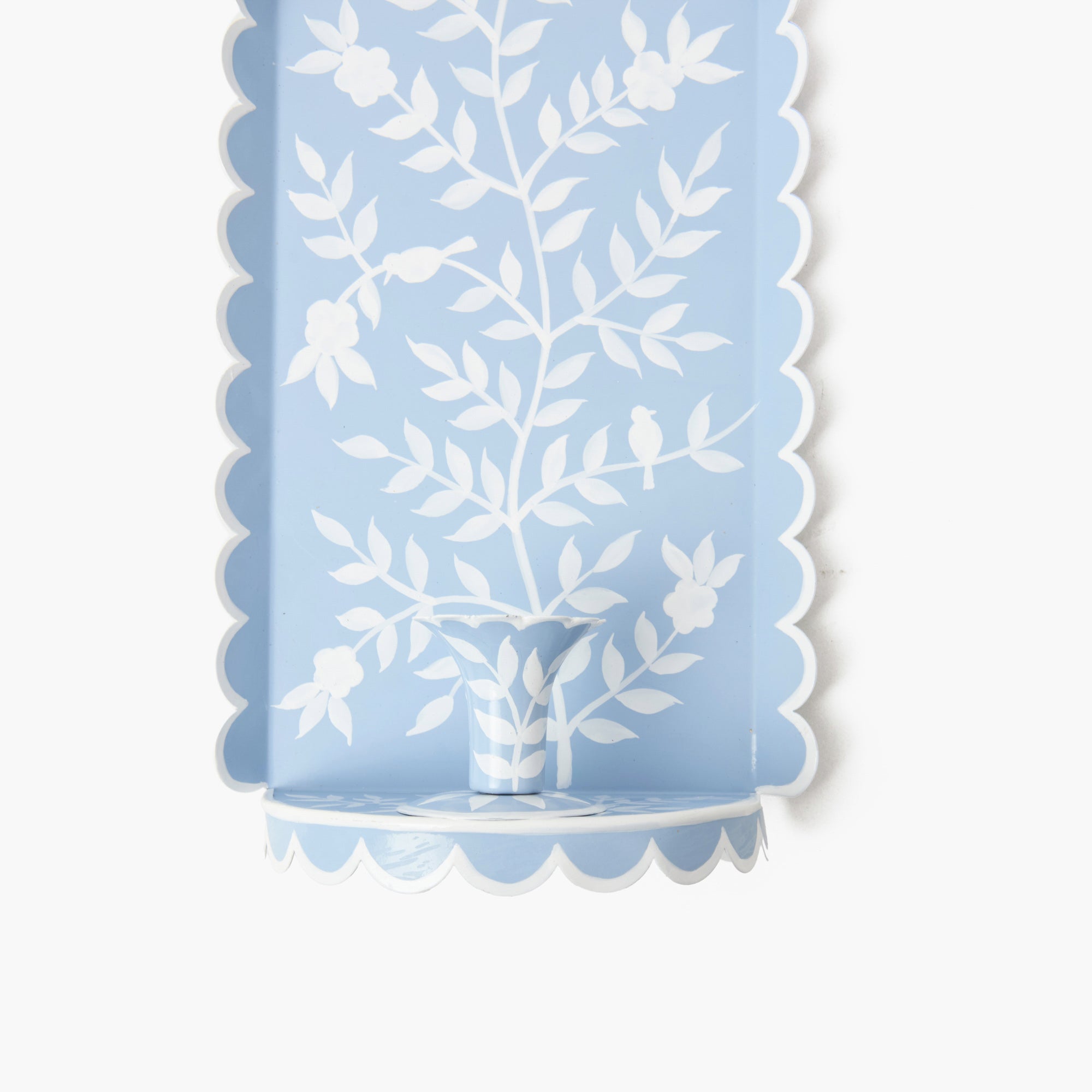 Blue Chinoiserie Tole Candle Sconce