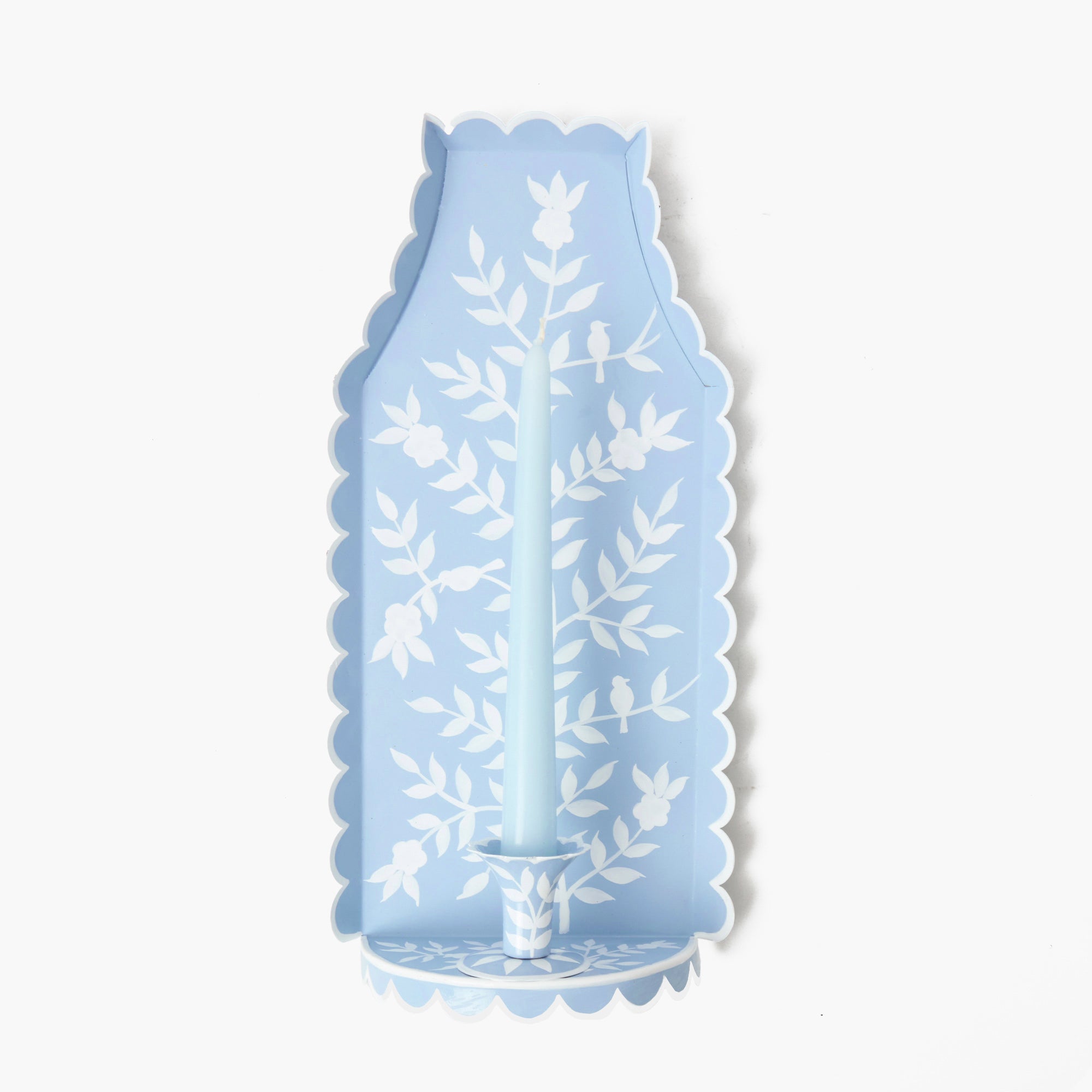 Blue Chinoiserie Tole Candle Sconce