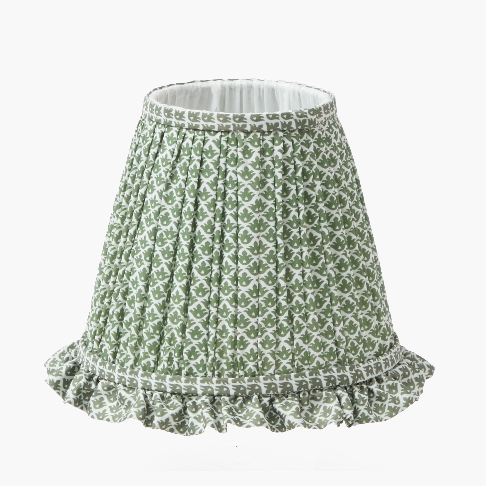 Quatrefoil Rechargeable Wall Light with Olive Lotus Ruffle Shade (18cm)