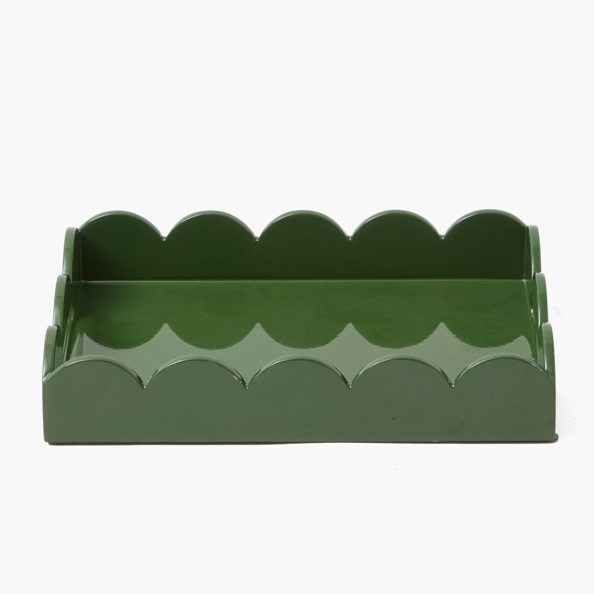 Small Olive Scalloped Lacquer Tray