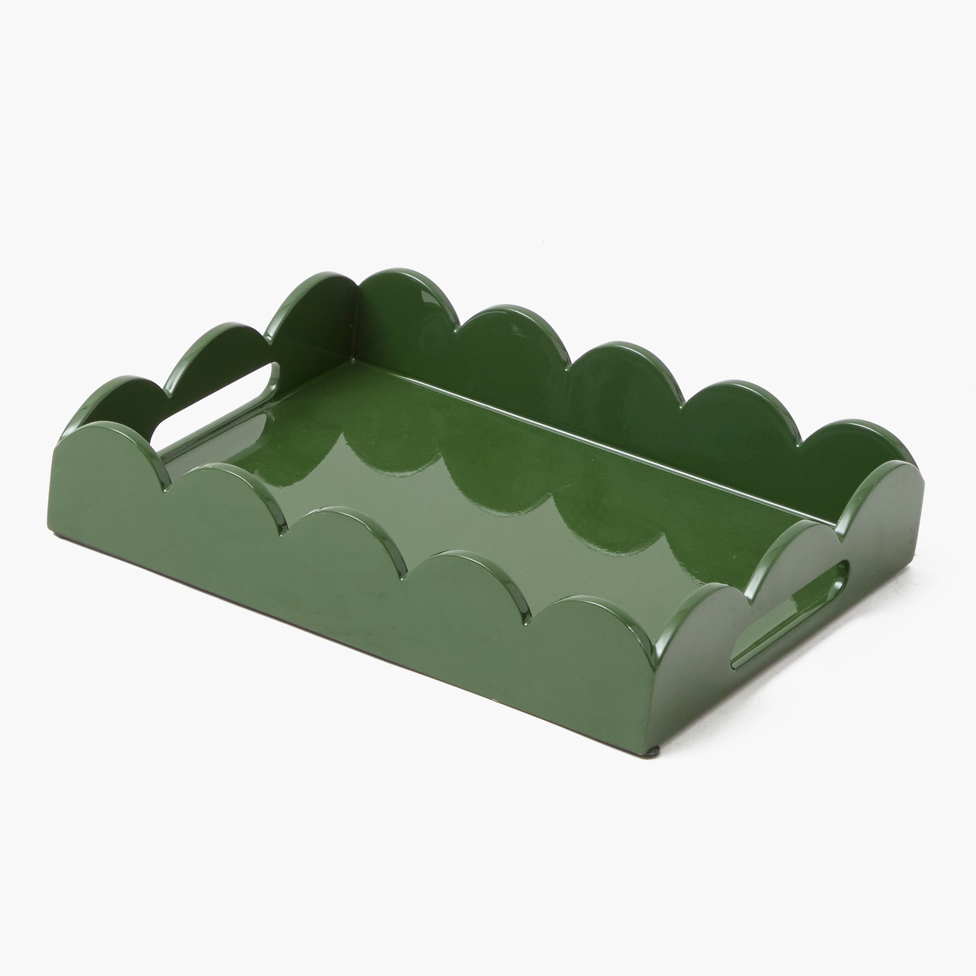 Small Olive Scalloped Lacquer Tray