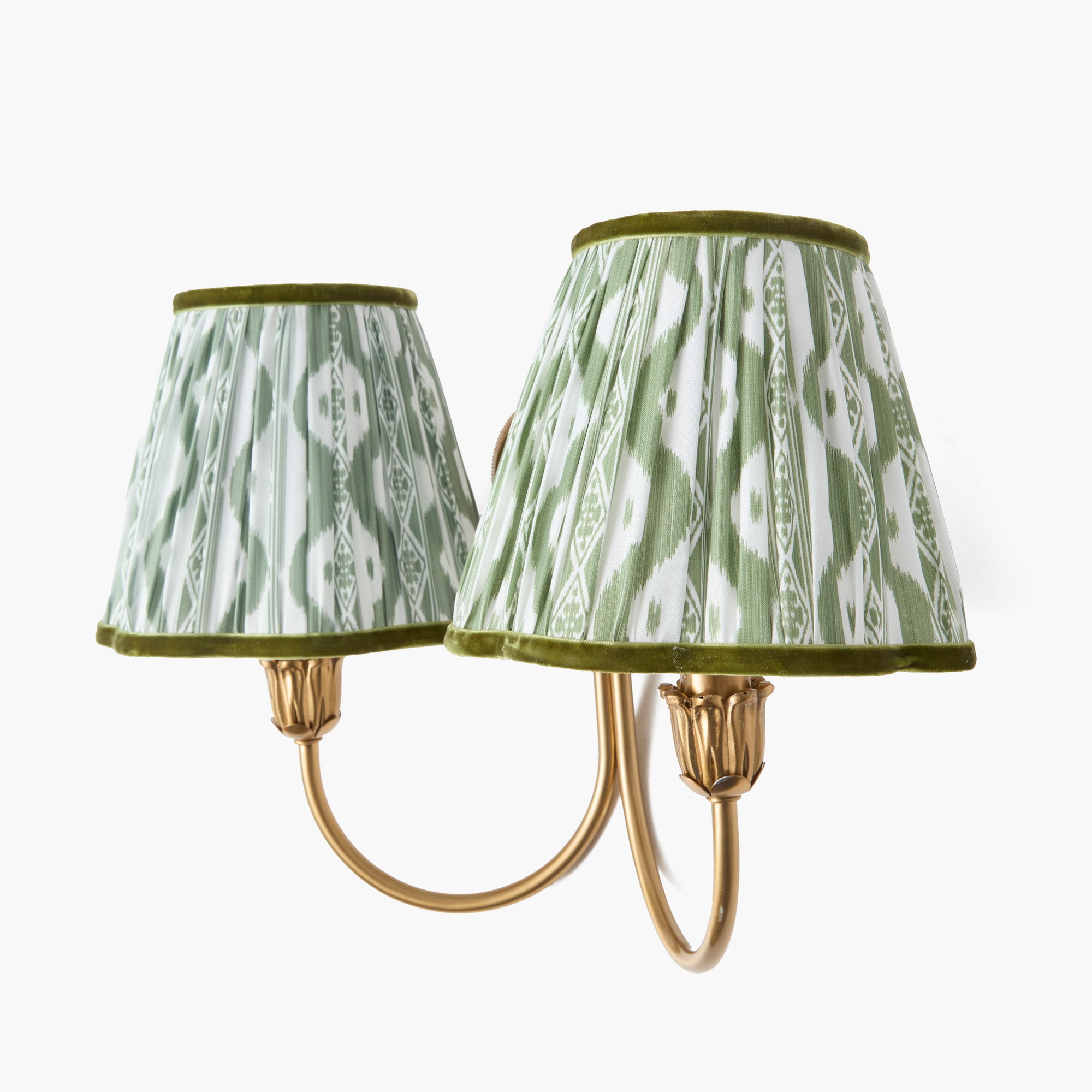 Quatrefoil Rechargeable Double Wall Light with Olive Ikat Shades (18cm)