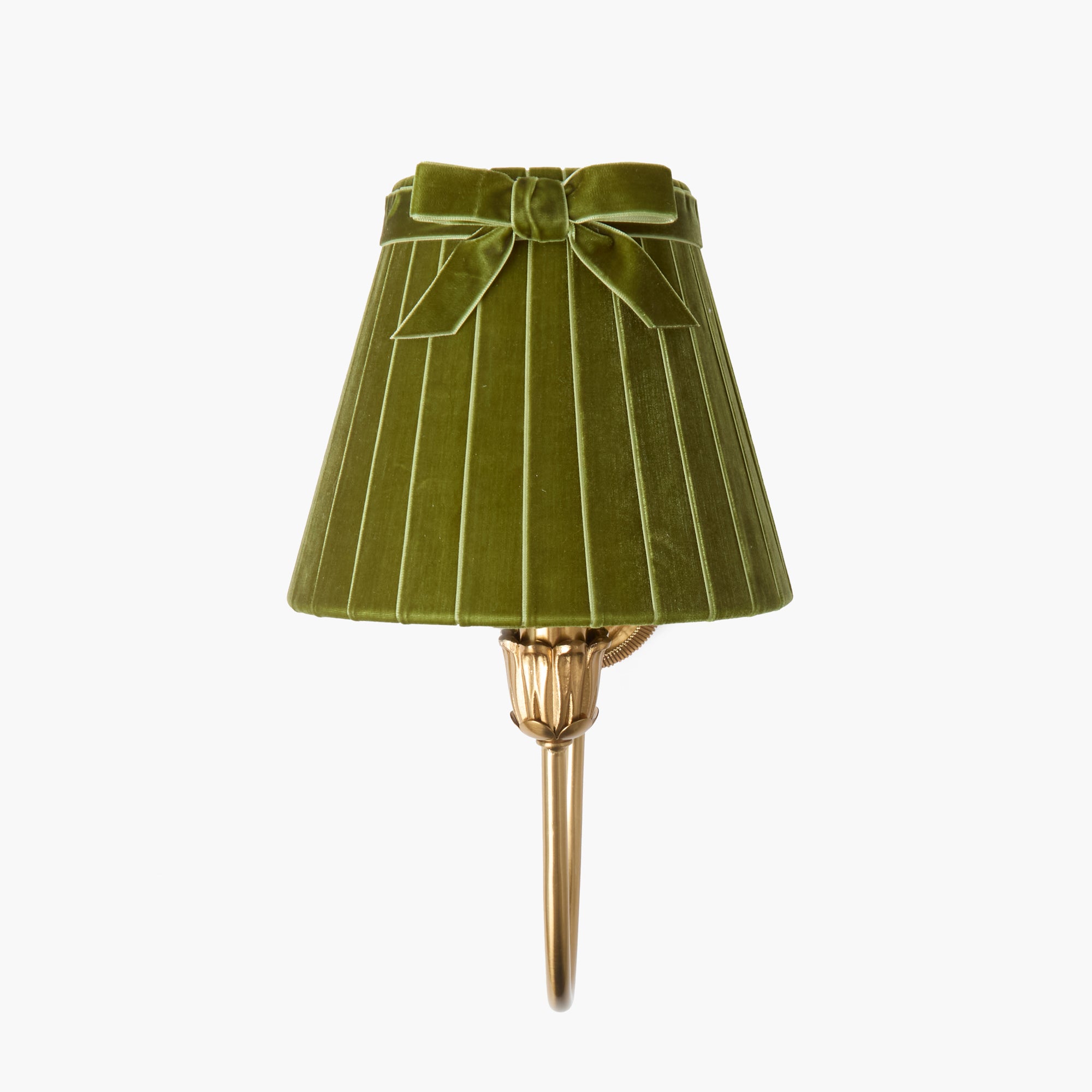 Olive Velvet Bow Lampshade (18cm)