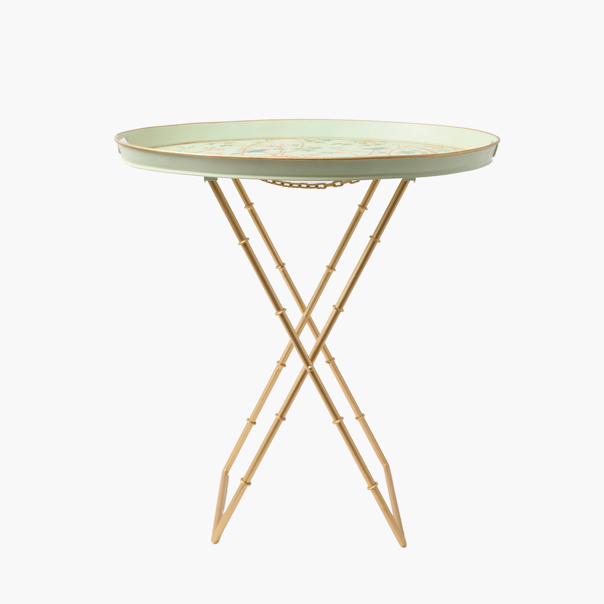 Chinoiserie Tole Round Tray with Stand