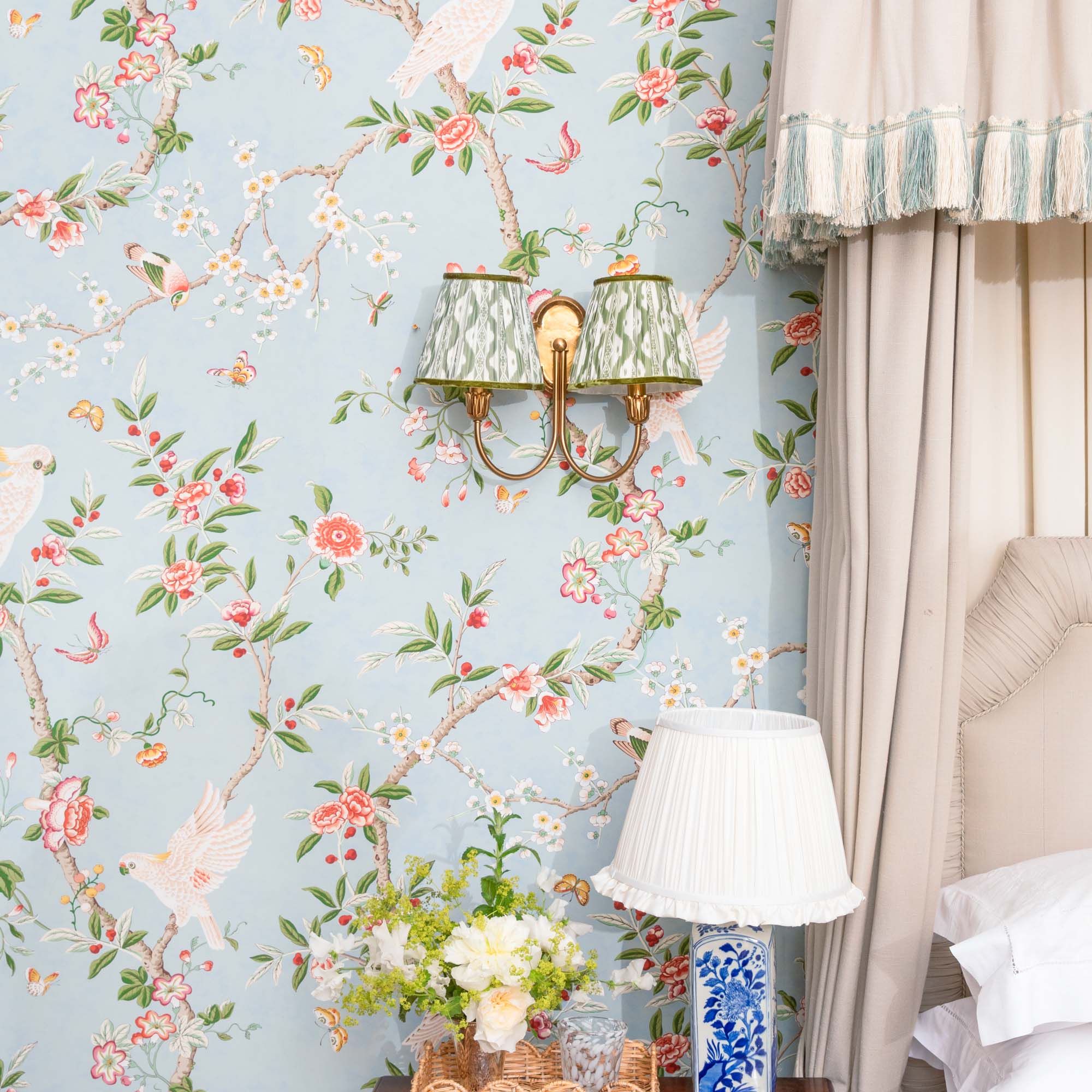 Olive Green Ikat Lampshade (18cm)