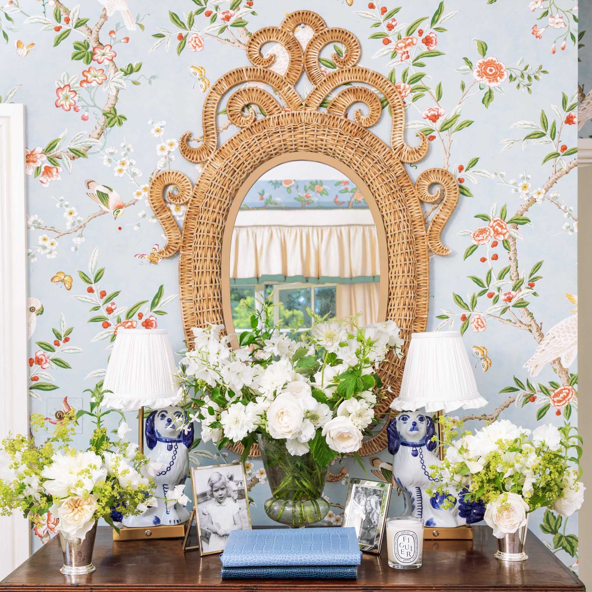 Rechargeable Staffordshire Dog Lamp with Cream Ruffle Shade (Pair)