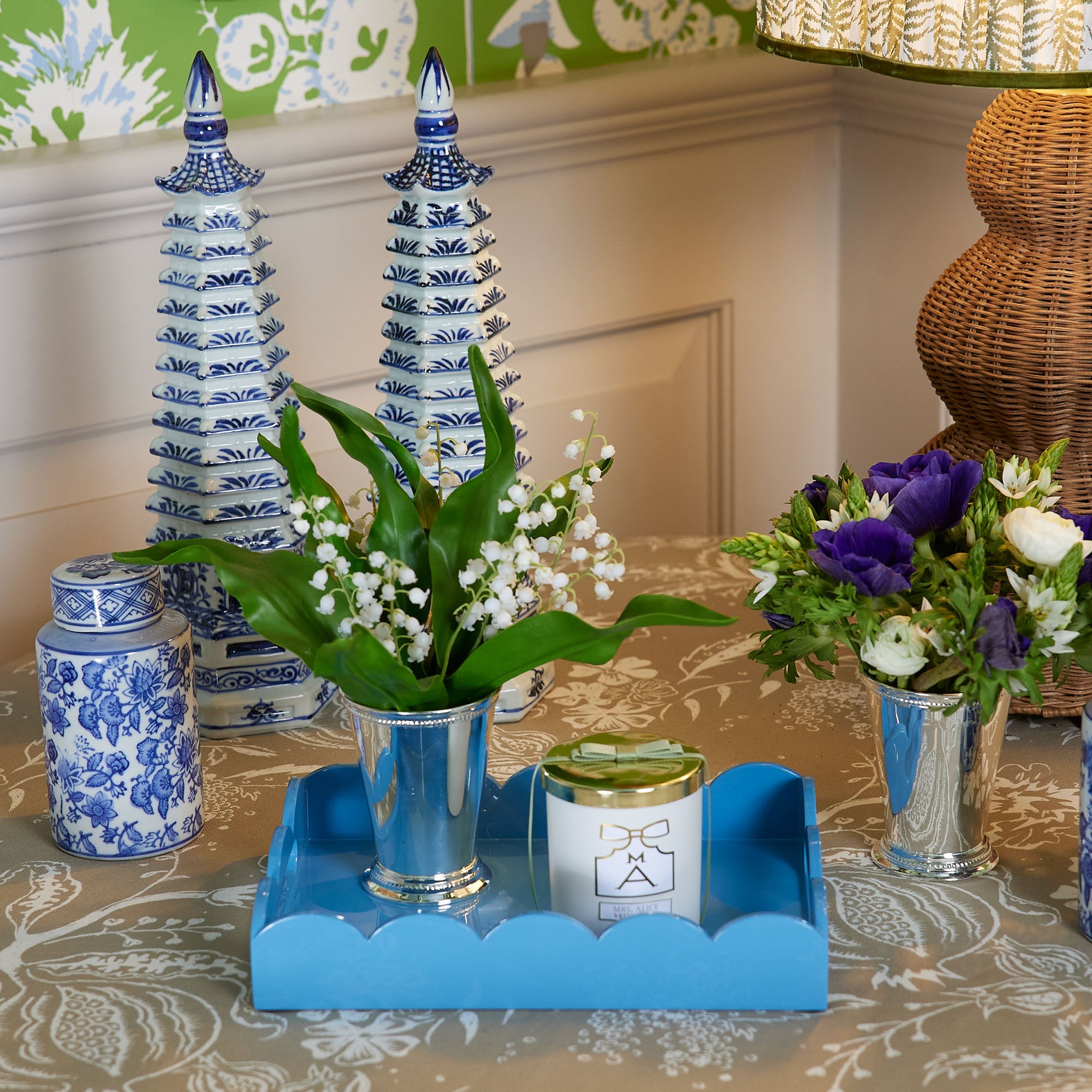Blue Lacquer Tray Set