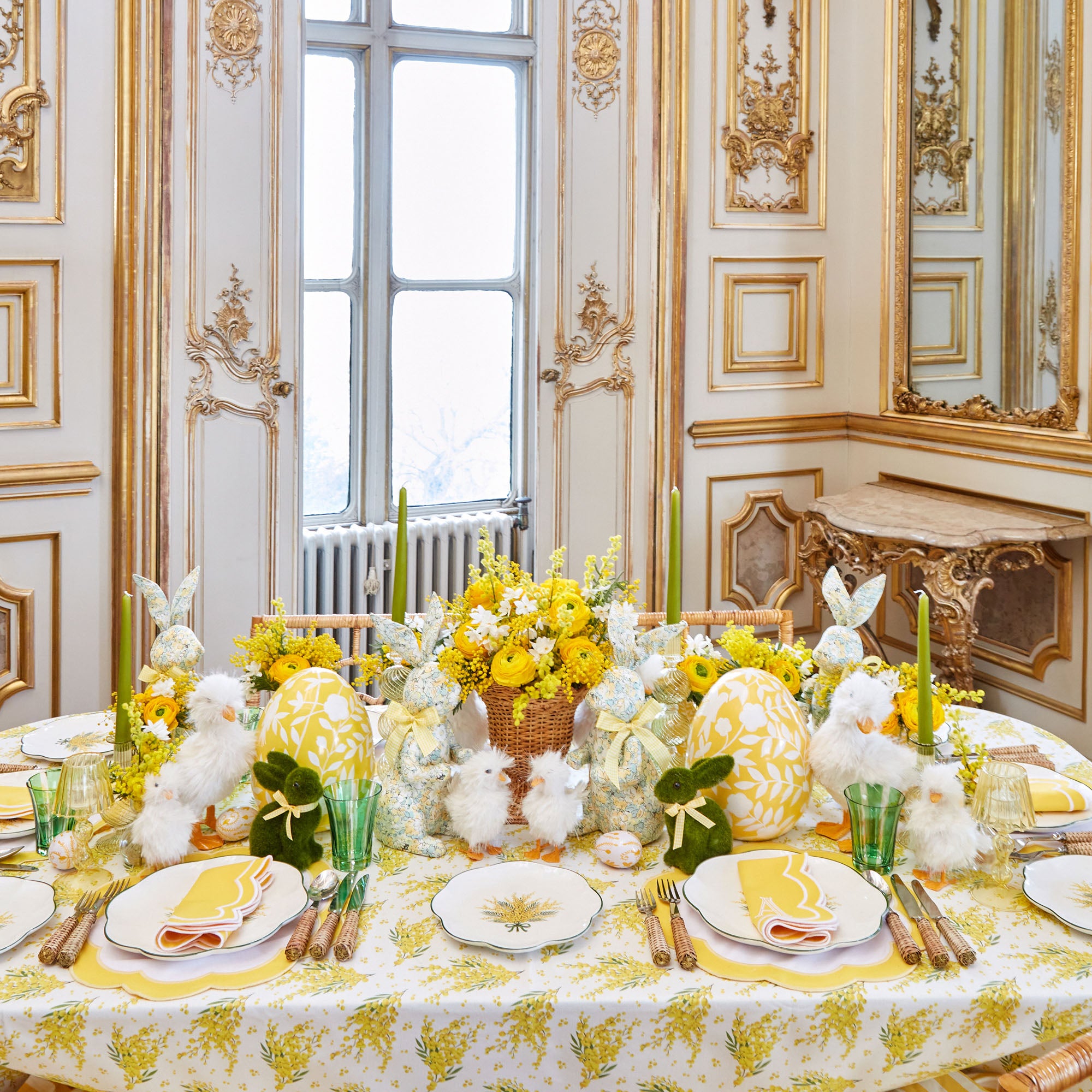 Large Yellow Floral Tole Egg