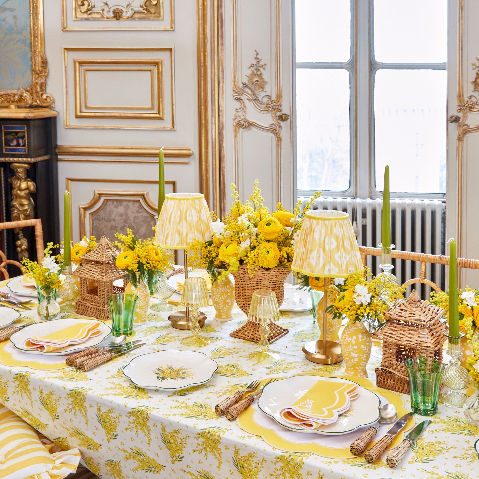 Yellow Ikat Lampshade (18cm)