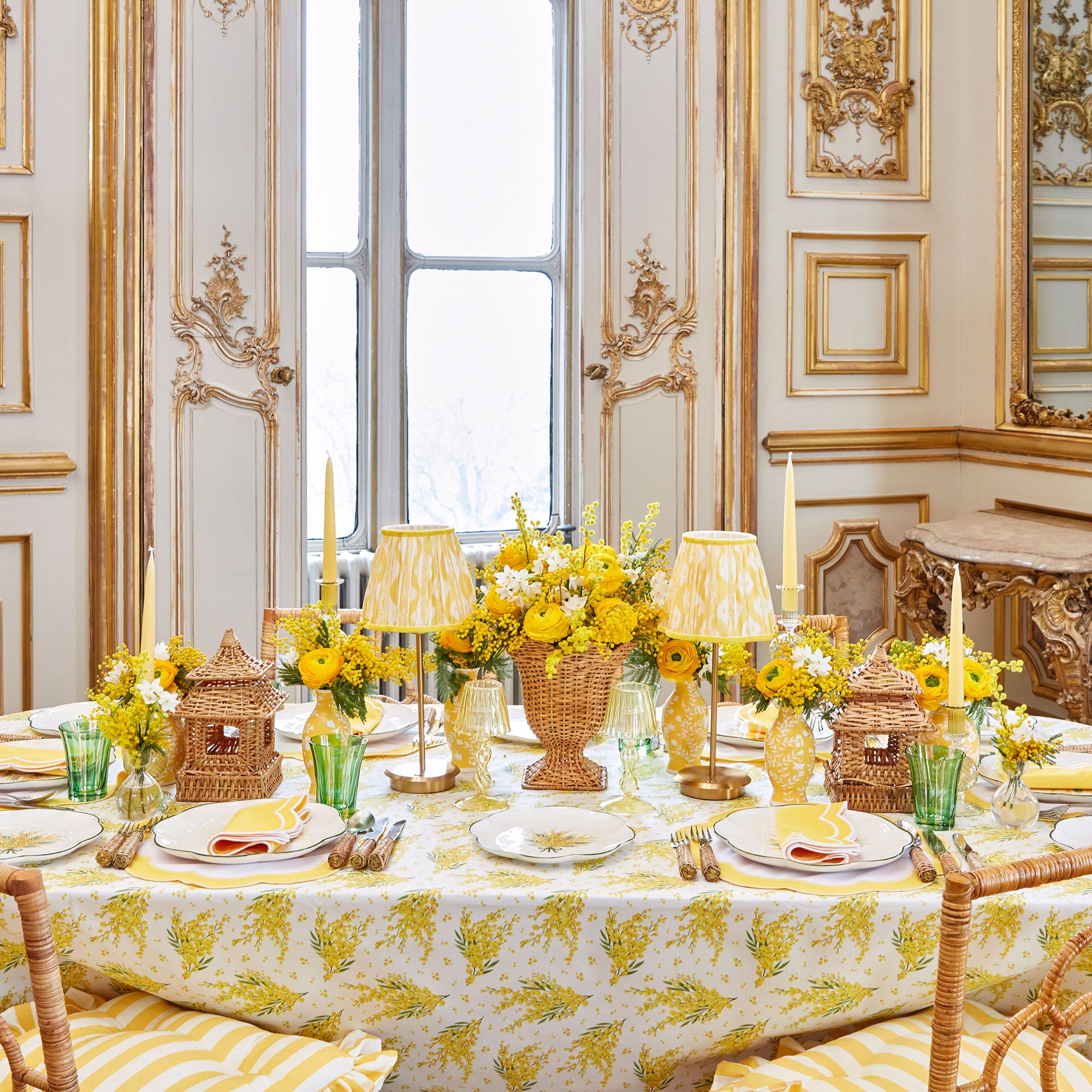 Yellow Ikat Lampshade (18cm)