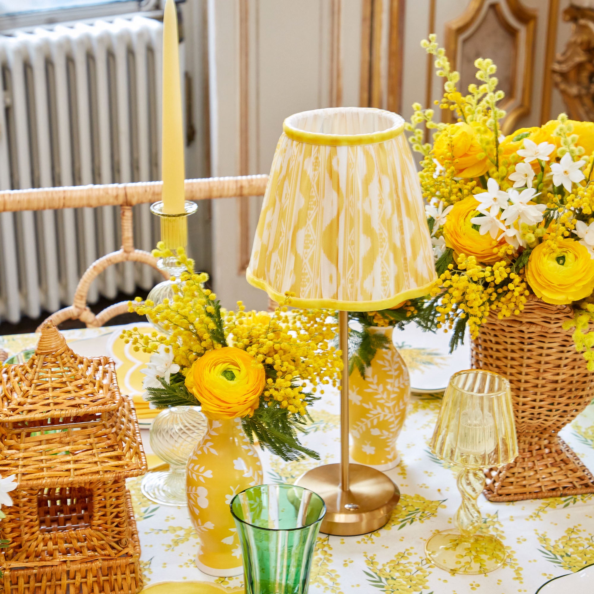 Yellow Ikat Lampshade (18cm)