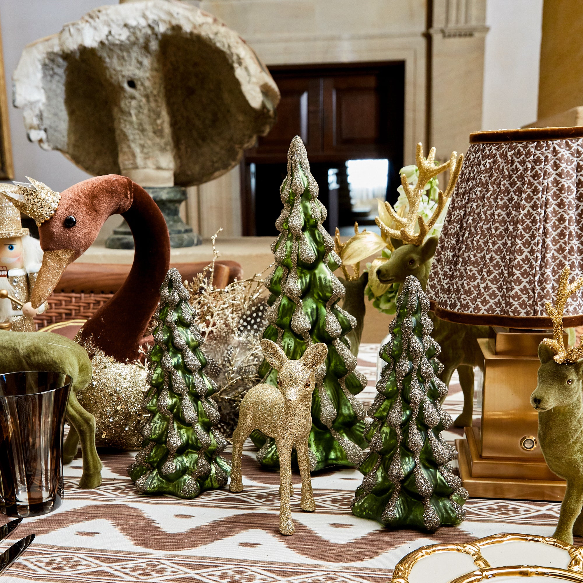 Emerald Glass Christmas Tree Family