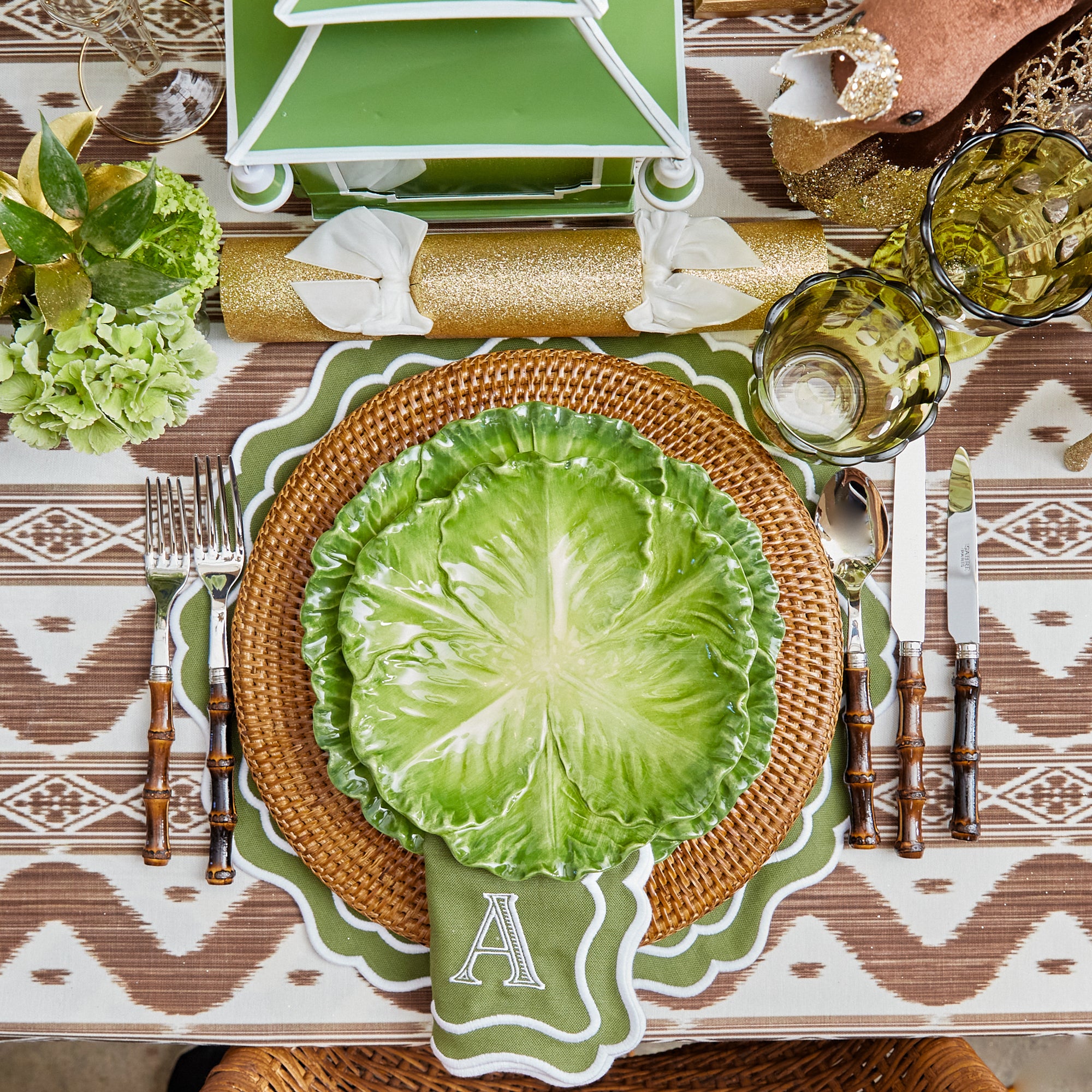 Green Serena Cabbage Starter Plates (Set of 4)