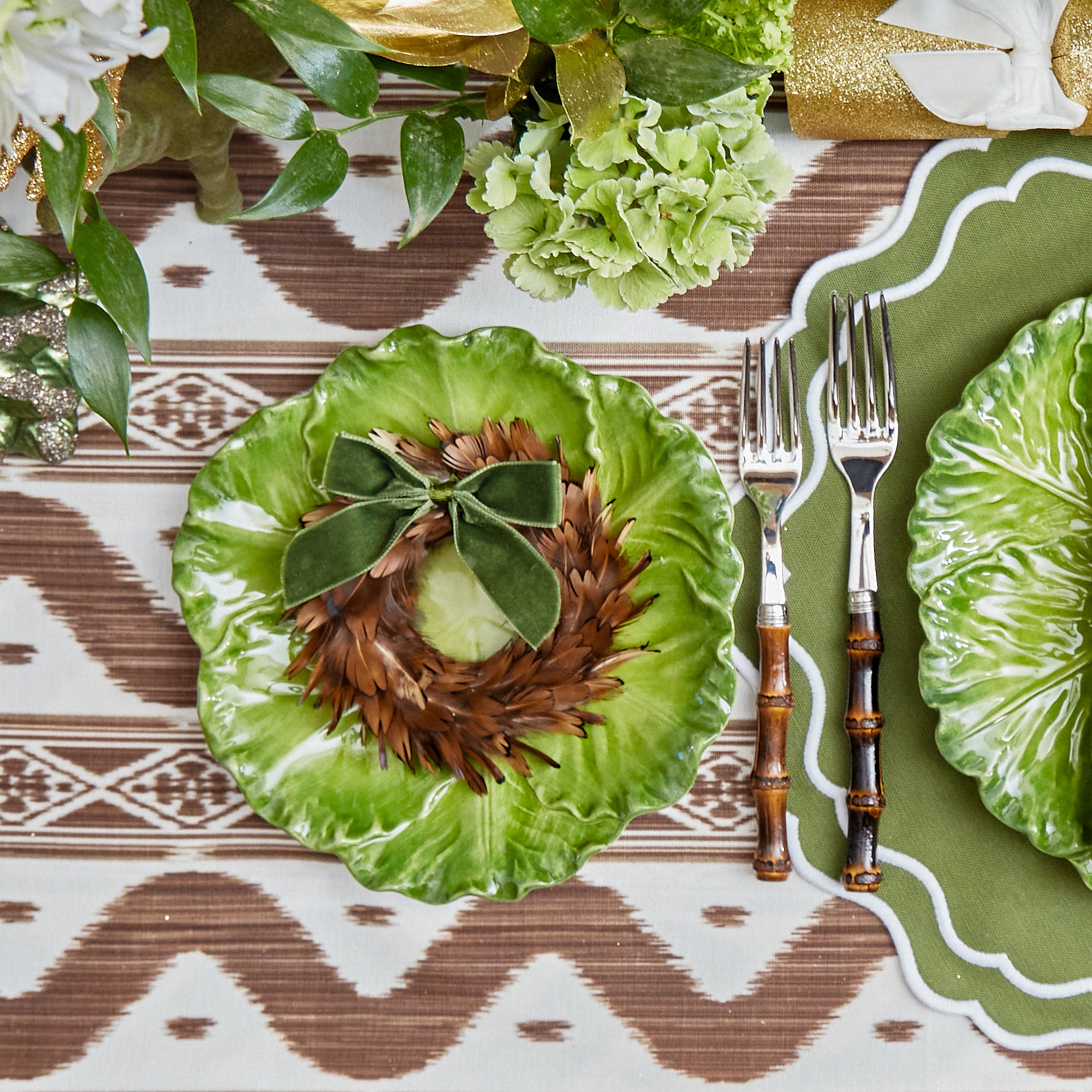Green Serena Cabbage Starter Plates (Set of 4)