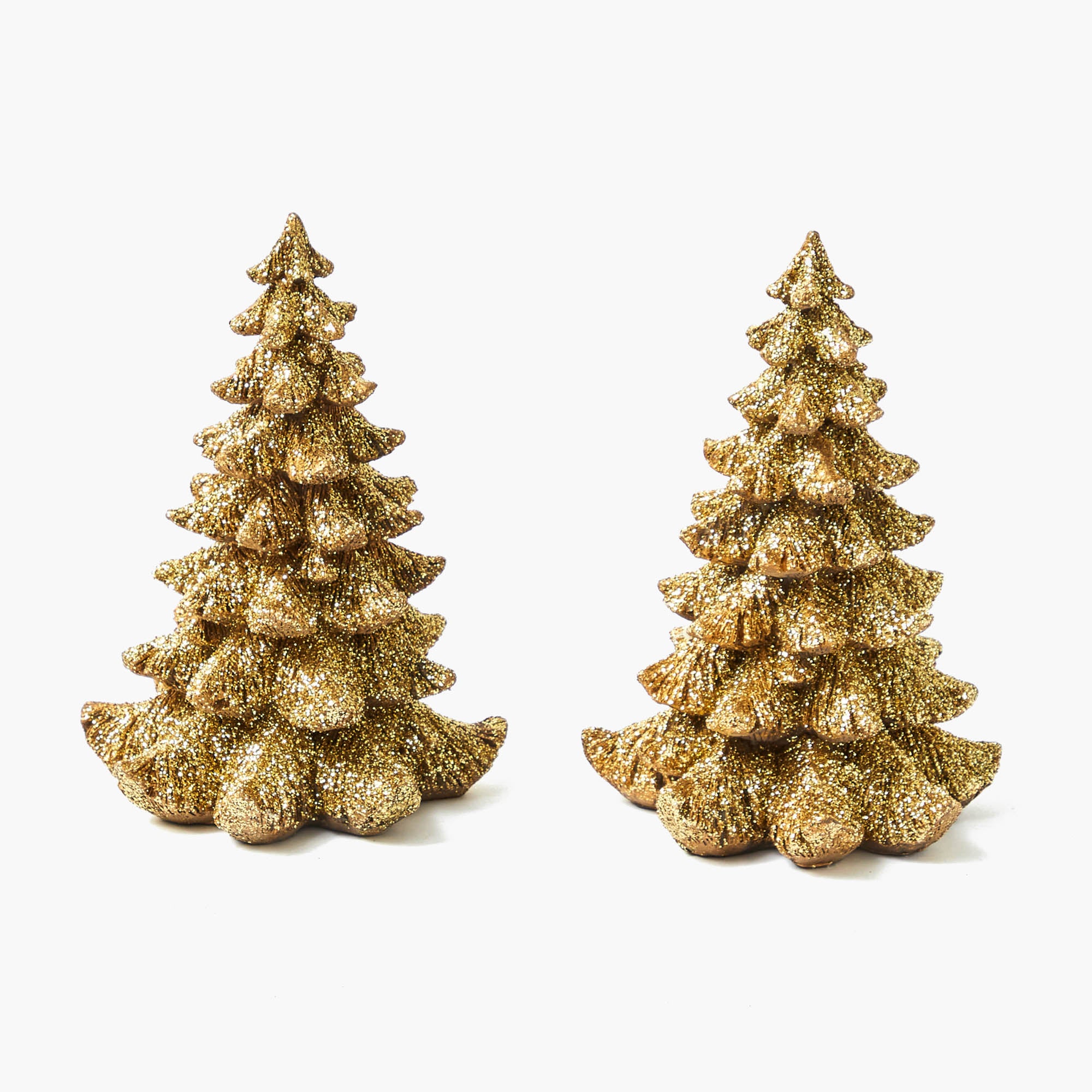 Small Gold Glitter Christmas Tree (Pair)