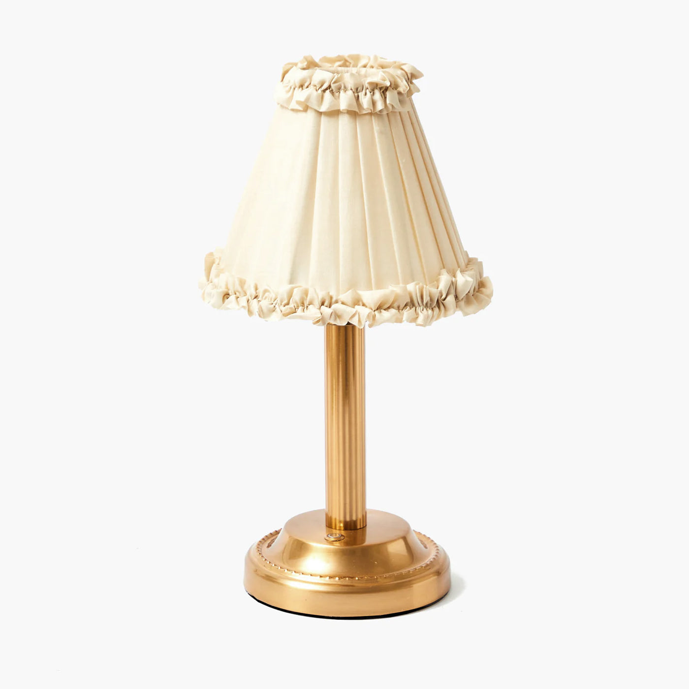 Corinthian Rechargeable Lamp with Cream Frilled Silk Shade (18cm)