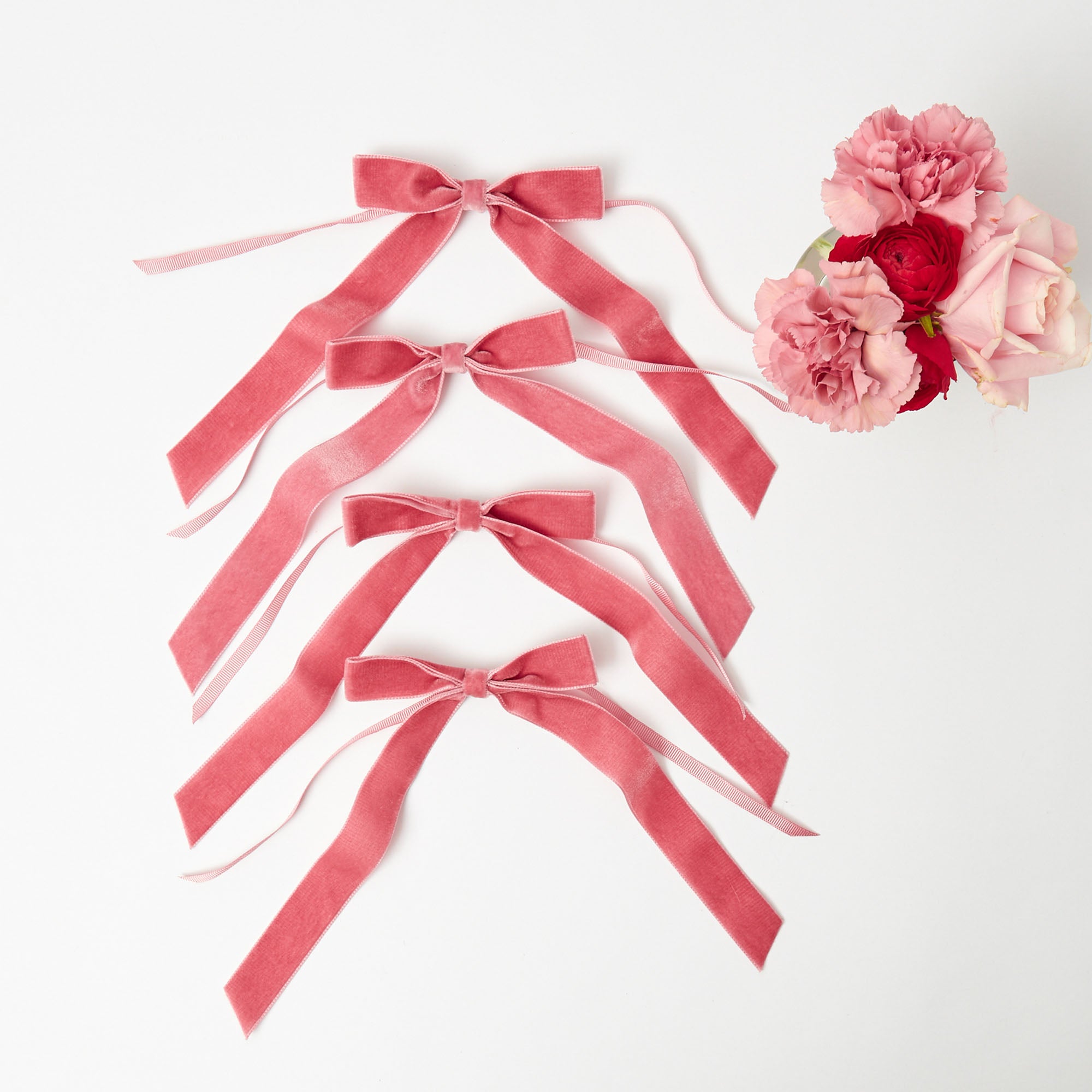 Dusty Pink Velvet Bow (Set of 4) - 20cm
