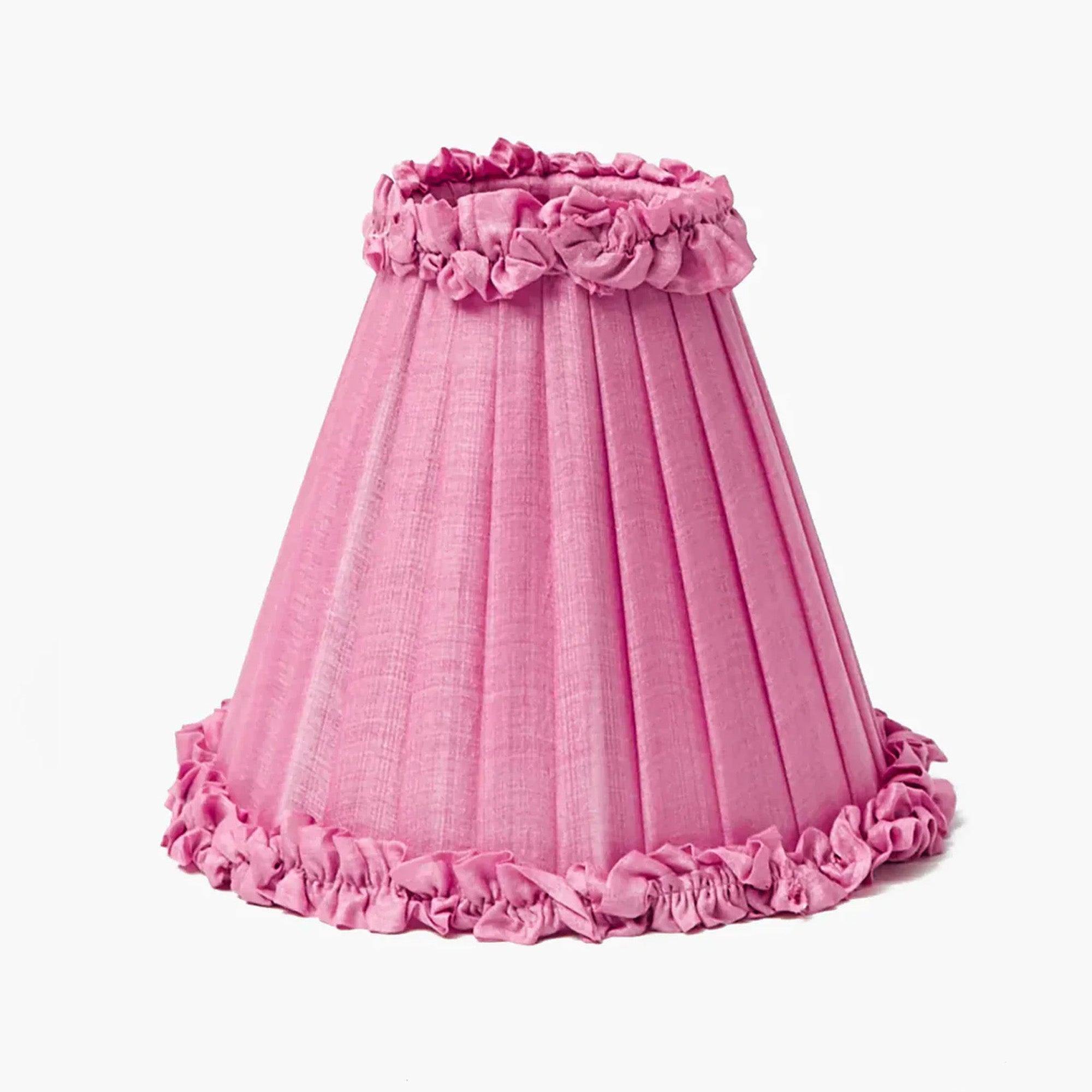 Pink Frilled Silk Lampshade (18cm)