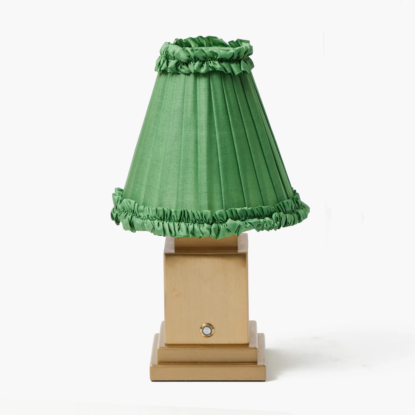 Square Rechargeable Lamp with Green Frilled Shade (18cm)