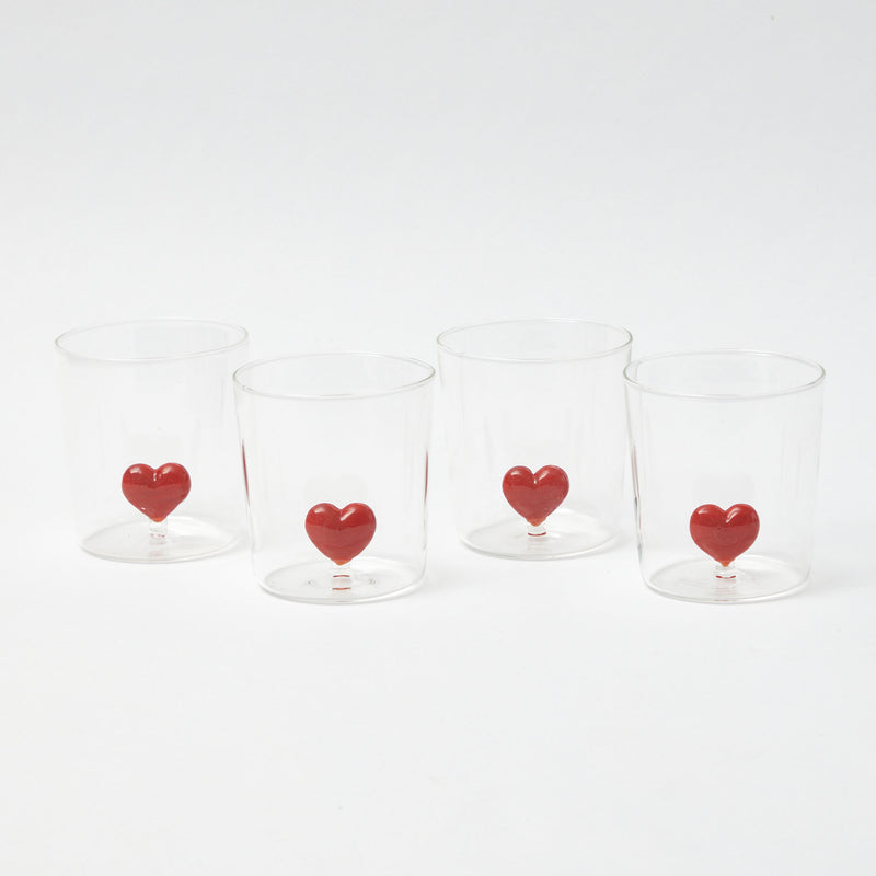 Love Heart Glasses (Set of 4)