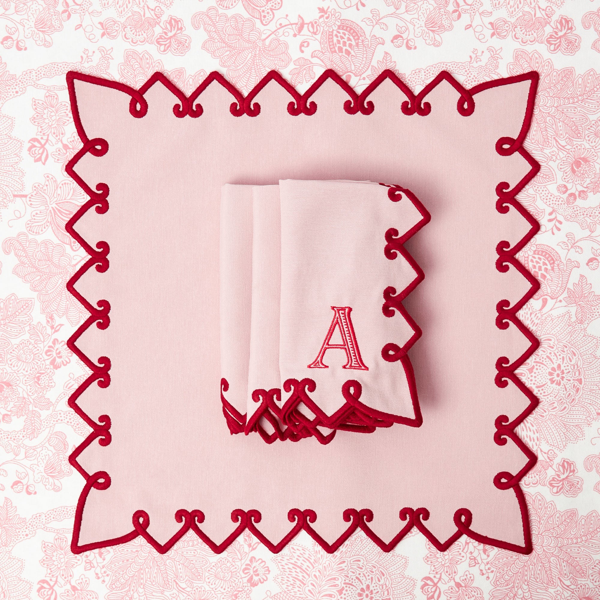 Angelina Pink & Red Napkins (Set of 4)