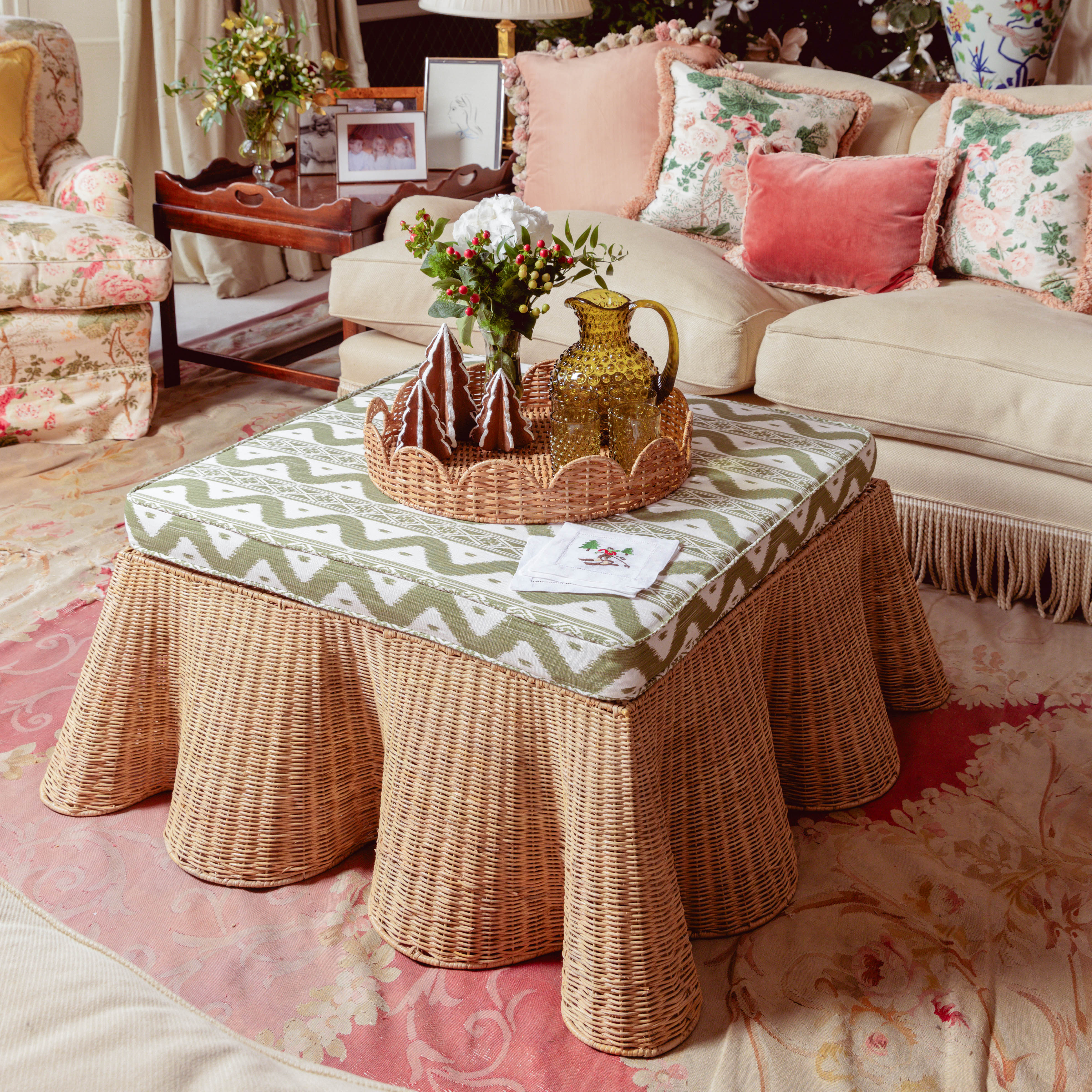 Vivienne Rattan Scalloped Ottoman