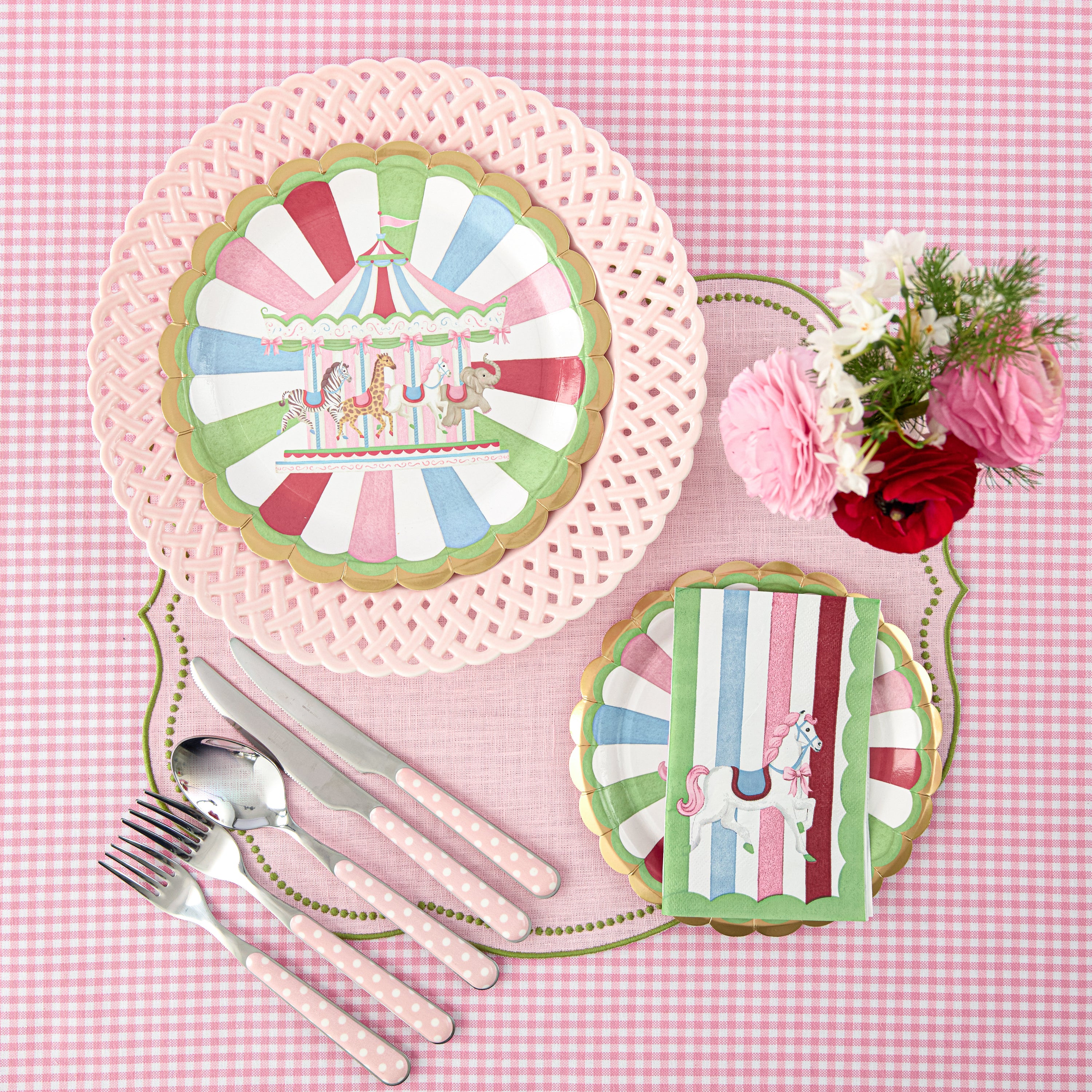 Pink Gingham Tablecloth