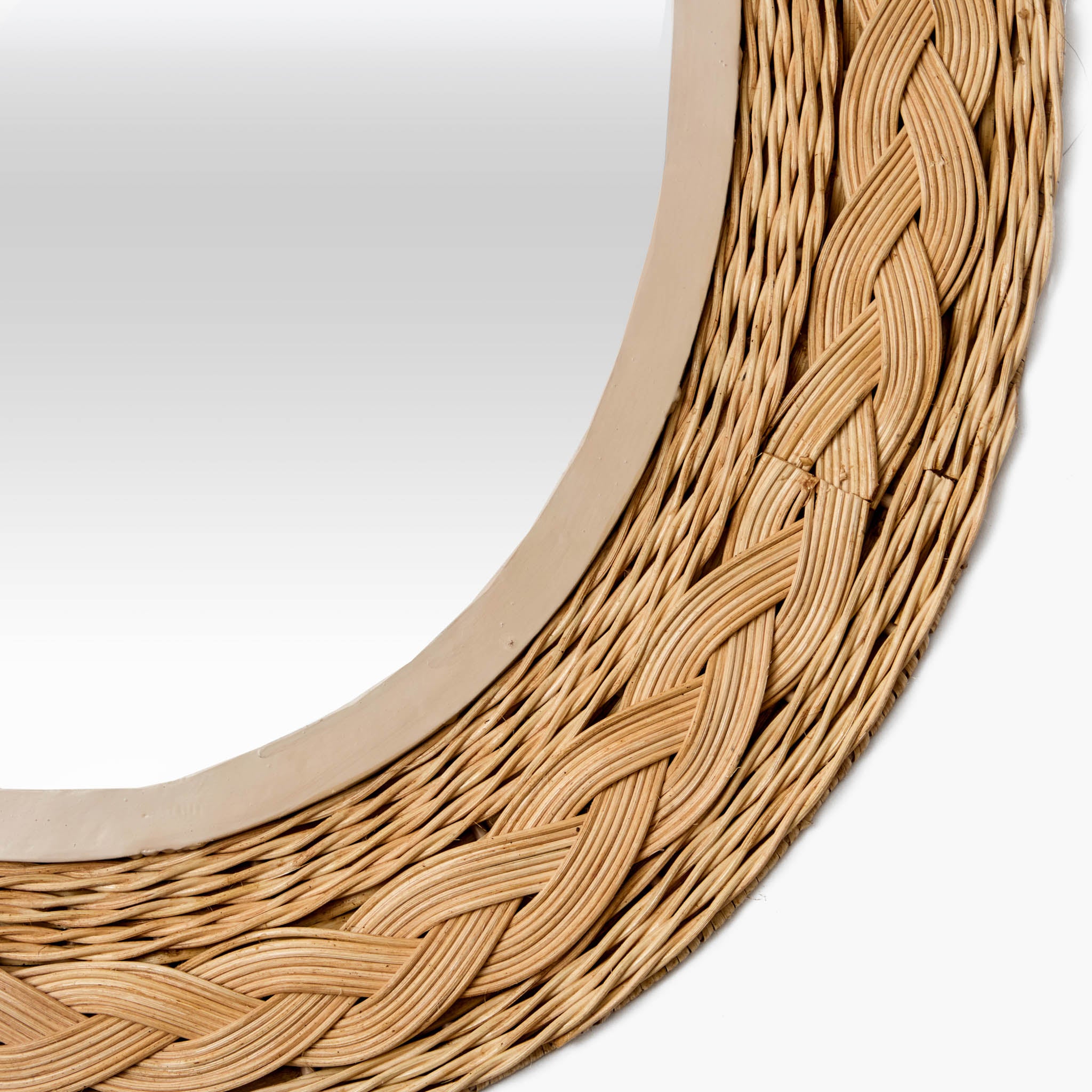 Oval Braided Rattan Mirror