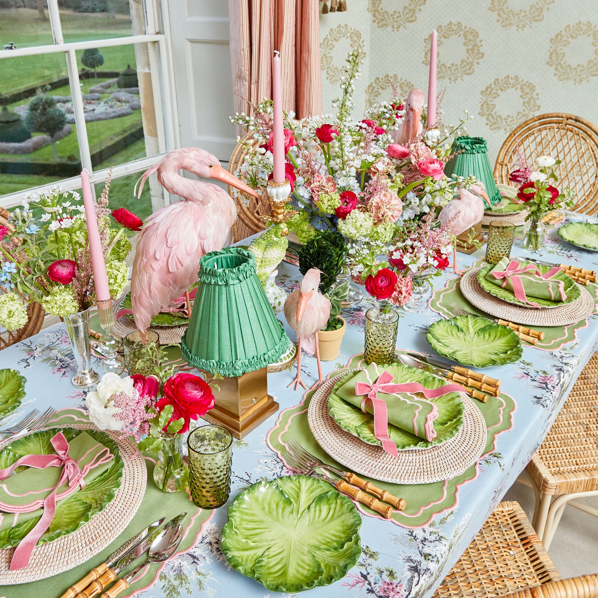 Valérie Green & Pink Napkins (Set of 4)