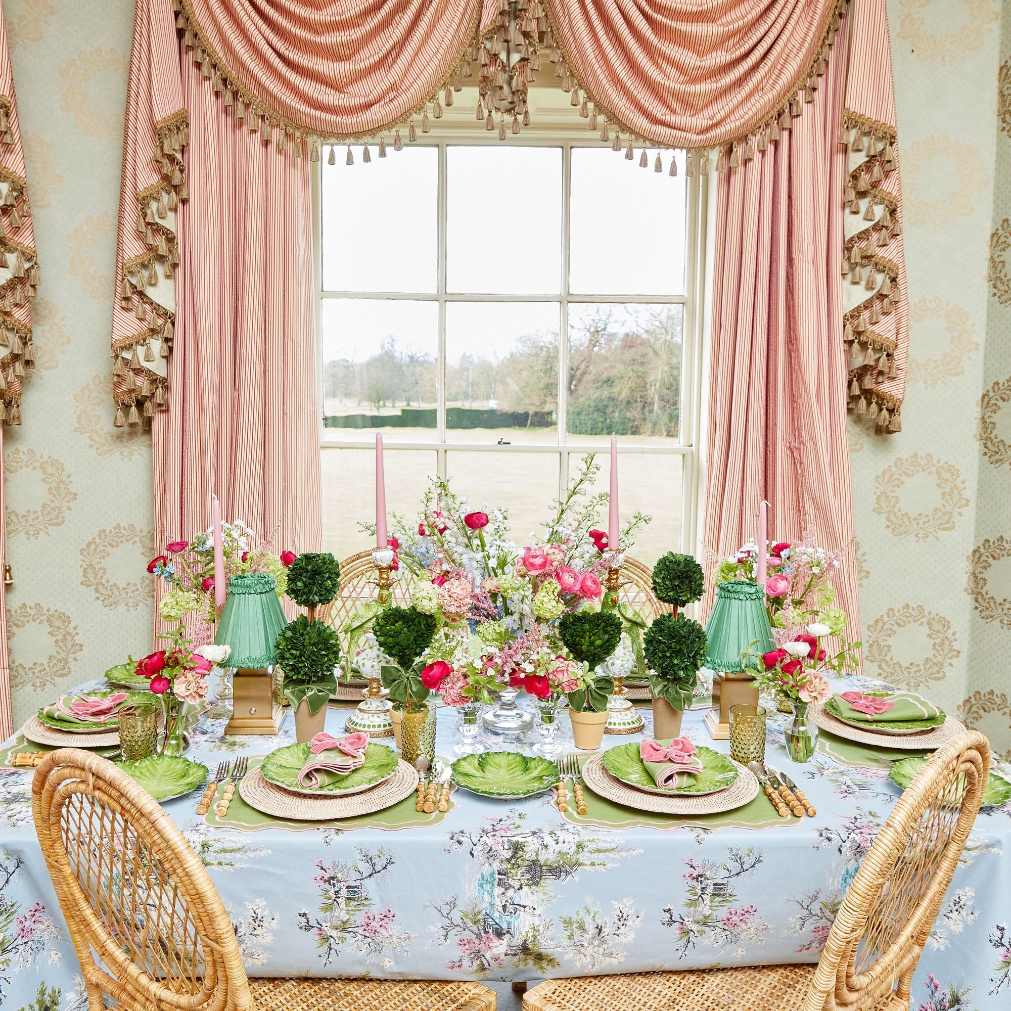 Valérie Green & Pink Napkins (Set of 4)