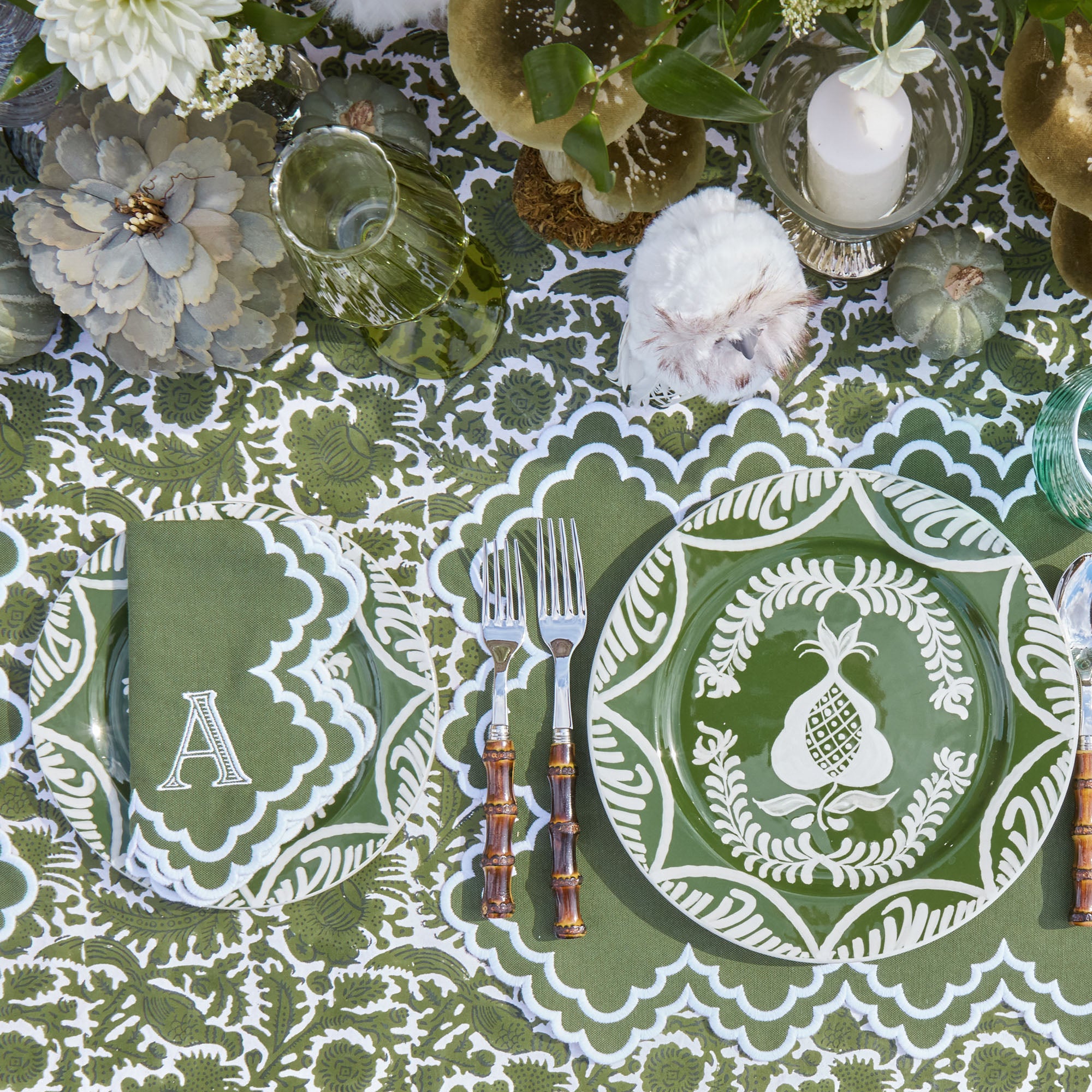Olive Pheasant Tablecloth