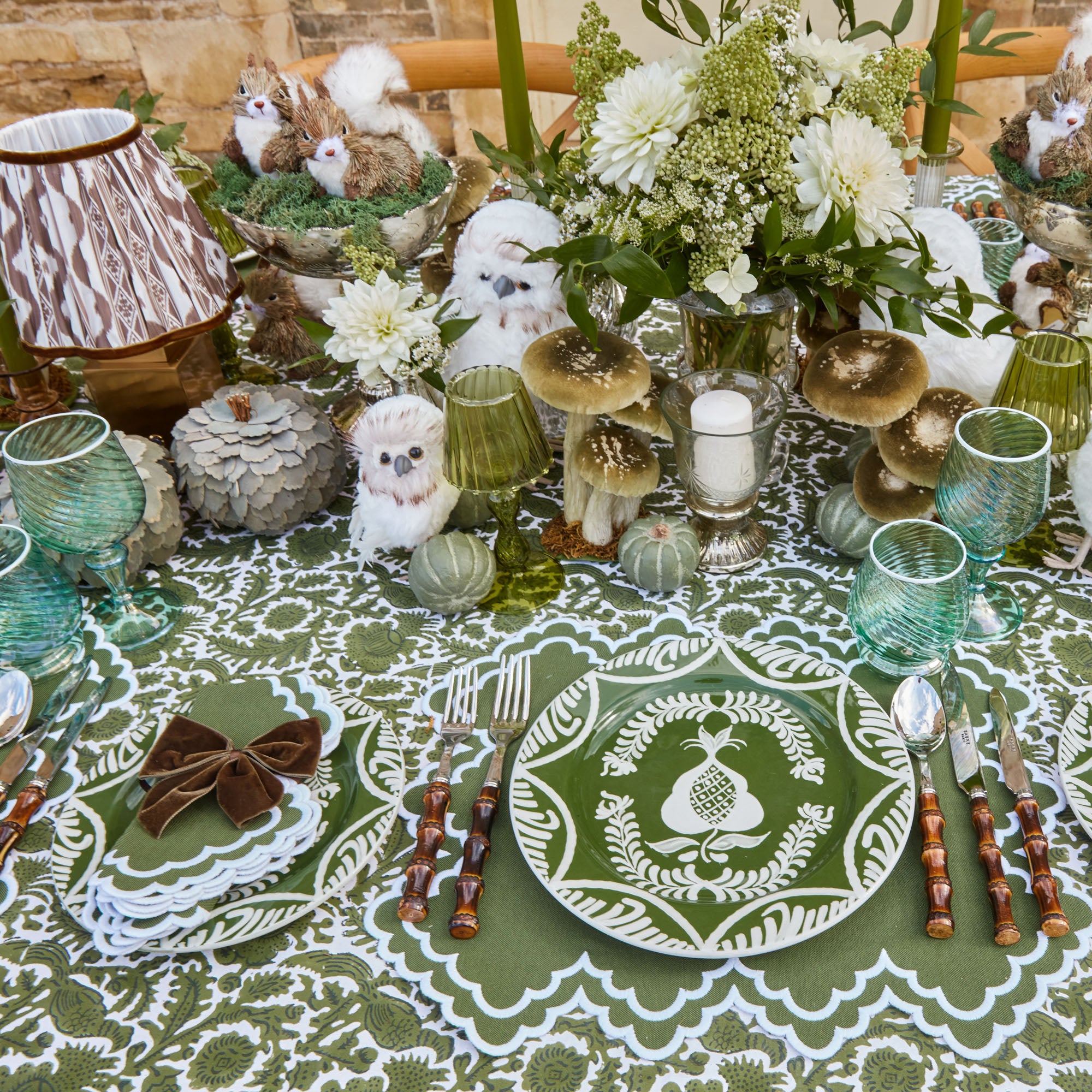 Square Rechargeable Lamp with Chocolate Ikat Shade (18cm)