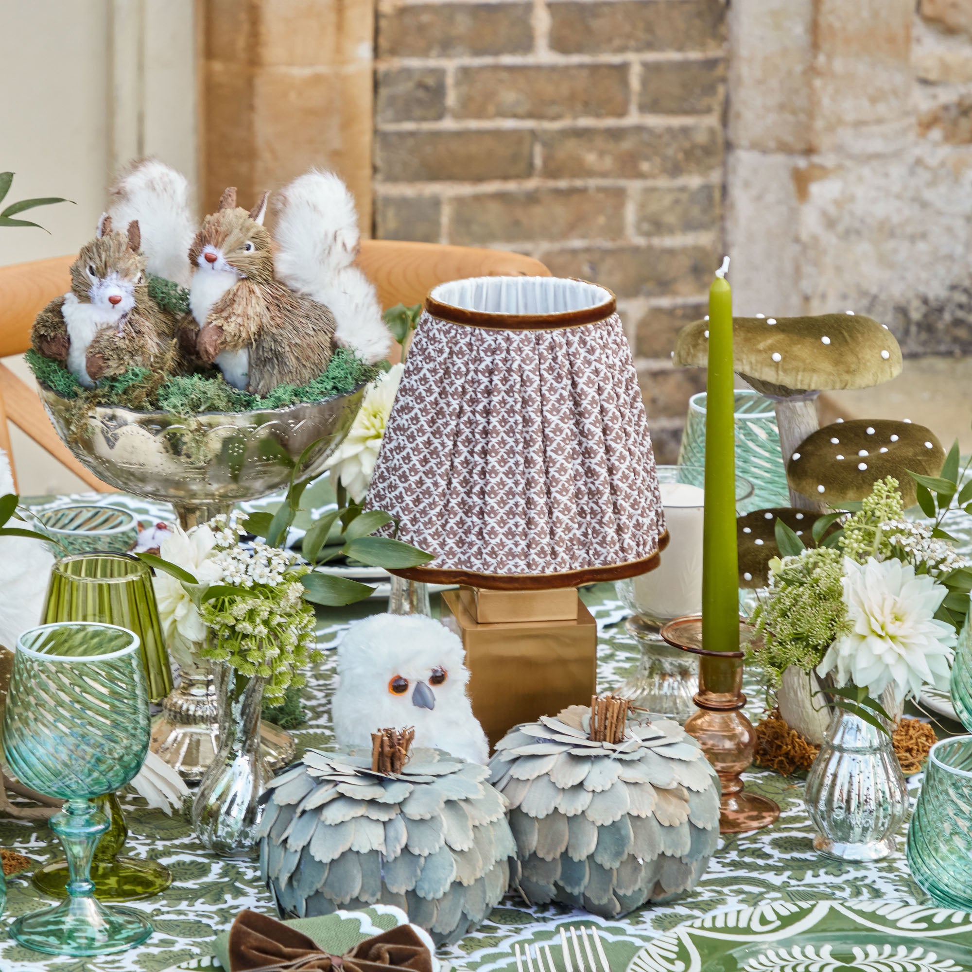 Square Rechargeable Lamp with Chocolate Lotus Shade (18cm)