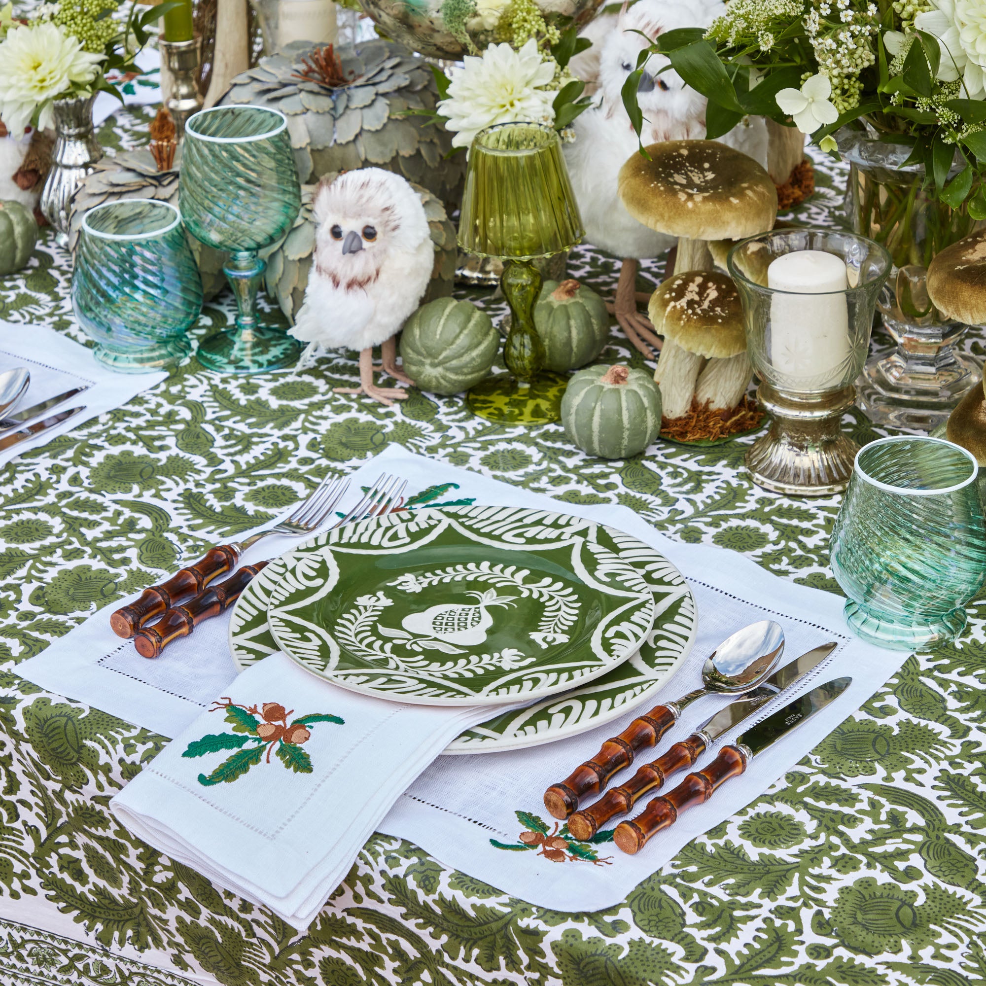 Olive Pheasant Tablecloth