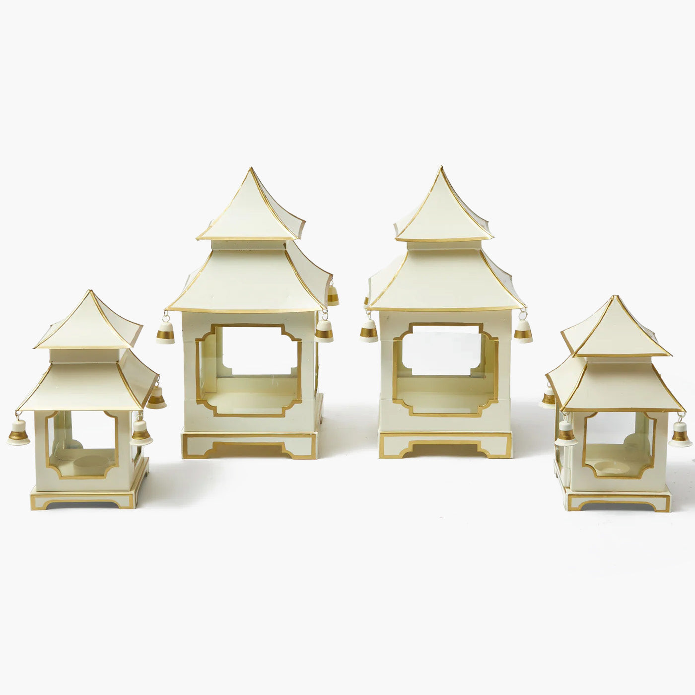 White & Gold Pagoda Lantern Set