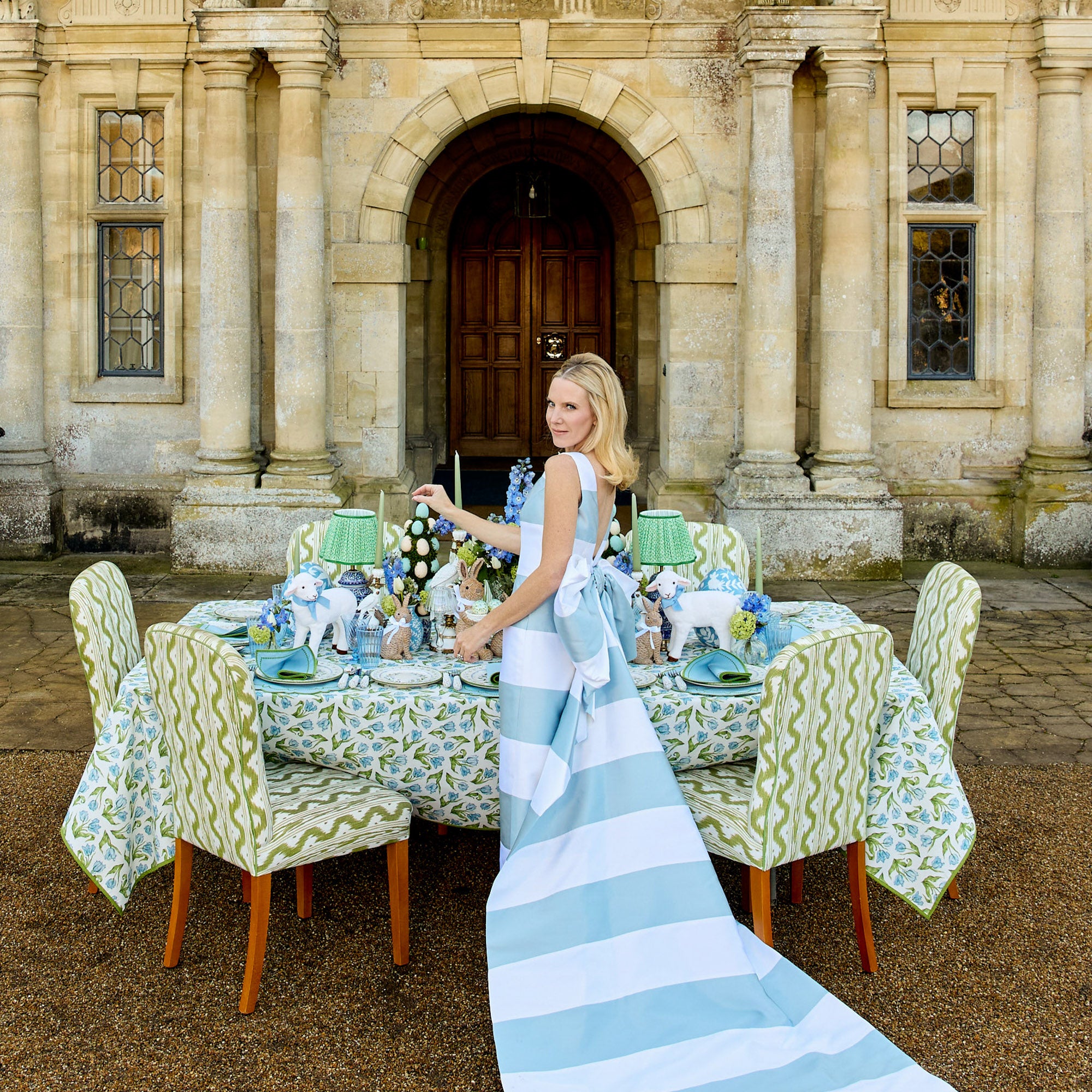 Josephine Green & Blue Dinner Plate