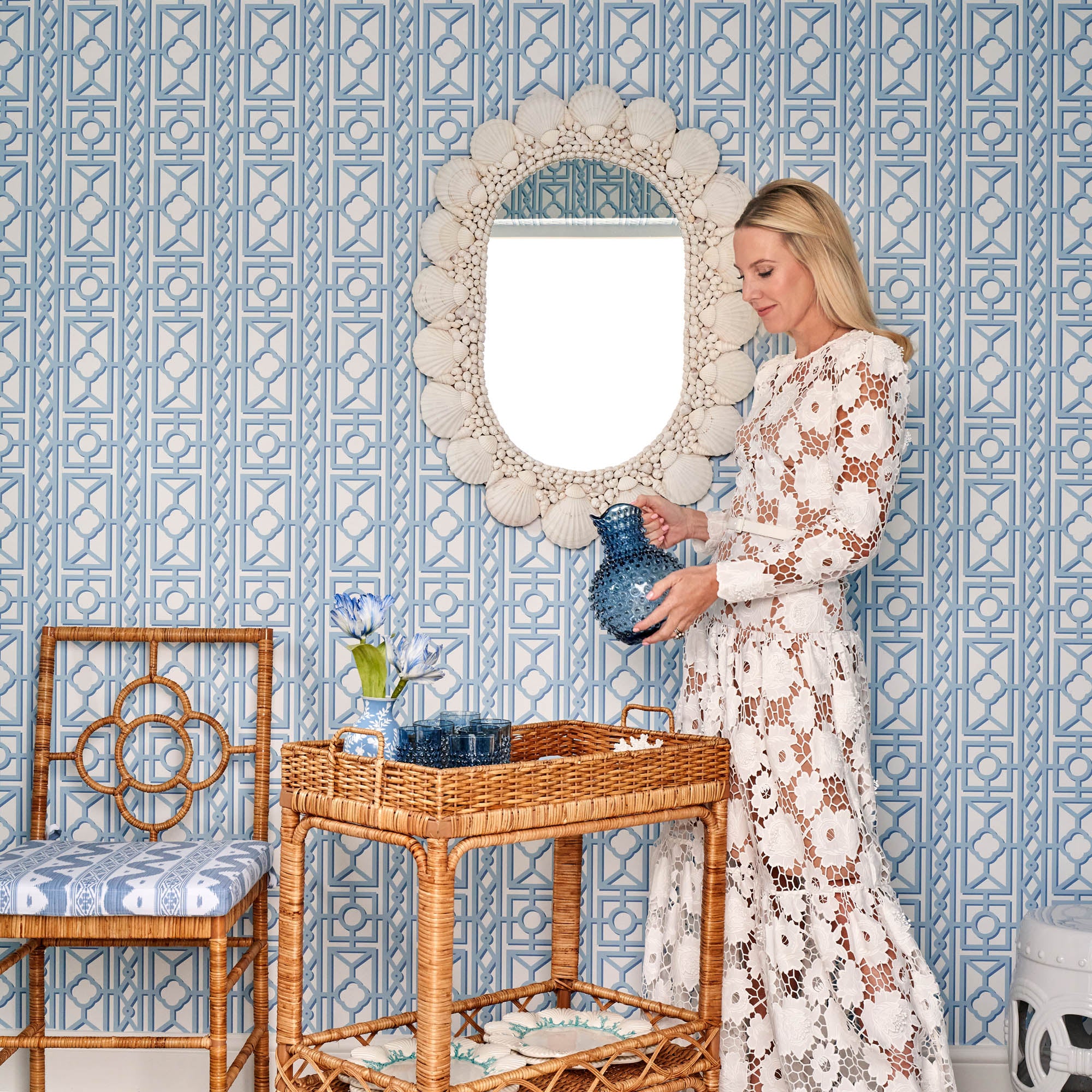 Giovanni Rattan Bar Cart