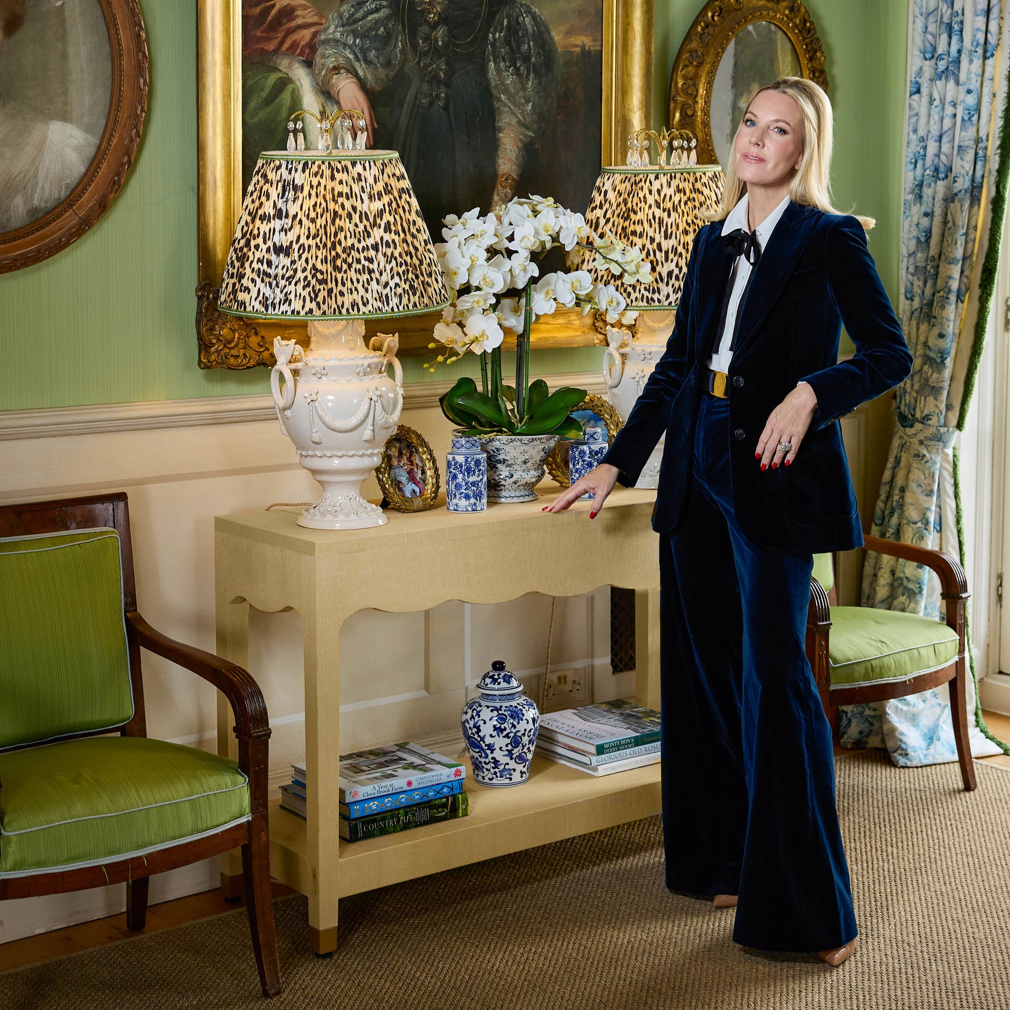 Grasscloth Console Table