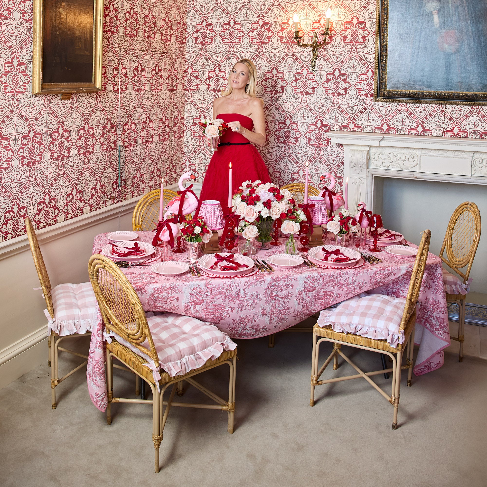 Celine Red Glass Bow Candle Holder (Pair)