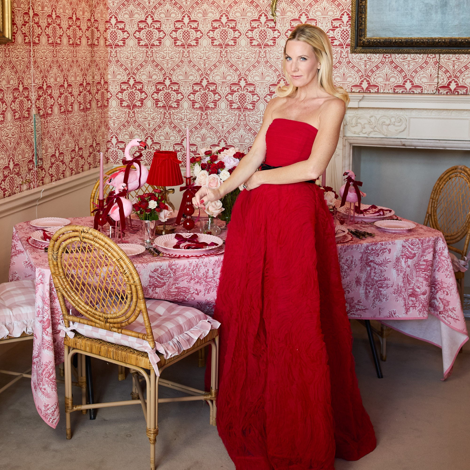 Isla Pink Toile Tablecloth